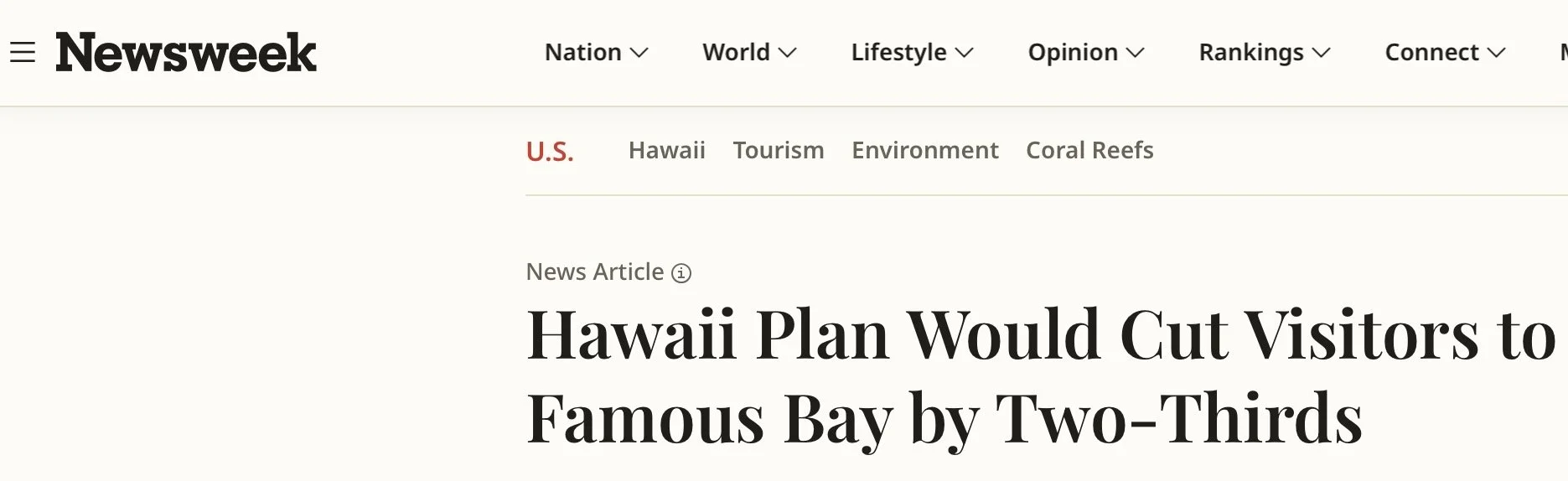 Newsweek Magazine’s Aricle on Honolua and the Cultural Sanctuary Plan