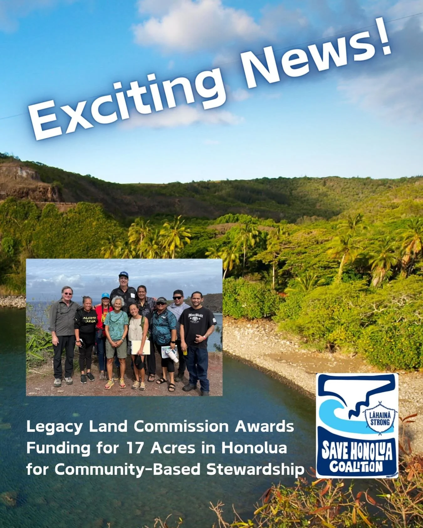 Save Honolua Coalition, in partnership with the Trust for Public Land, has been awarded funding through the Hawaiʻi Legacy Lands Conservation Program to acquire 17 acres of privately owned land in Honolua for long-term, community-based management.

T