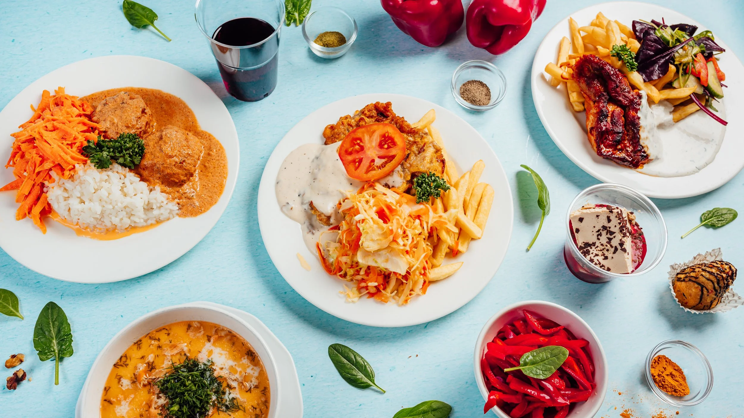 top-view-different-delicious-salads-with-cream-soups-french-fries-table.jpg