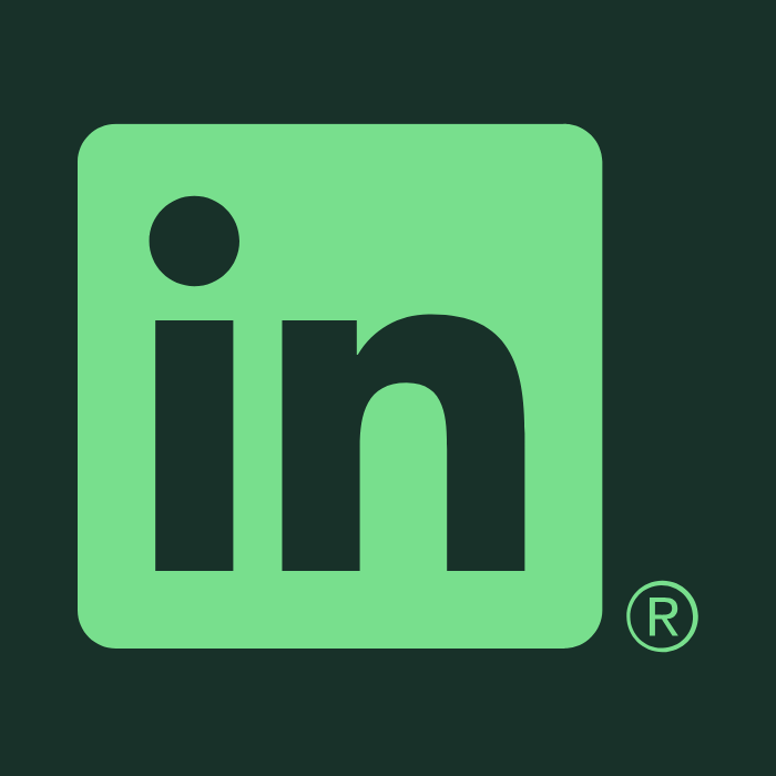 LinkedIn logo with a green background and black text.