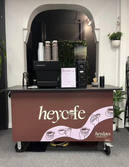 Custom wrapped branded coffee cart — The Arc Specialty Coffee