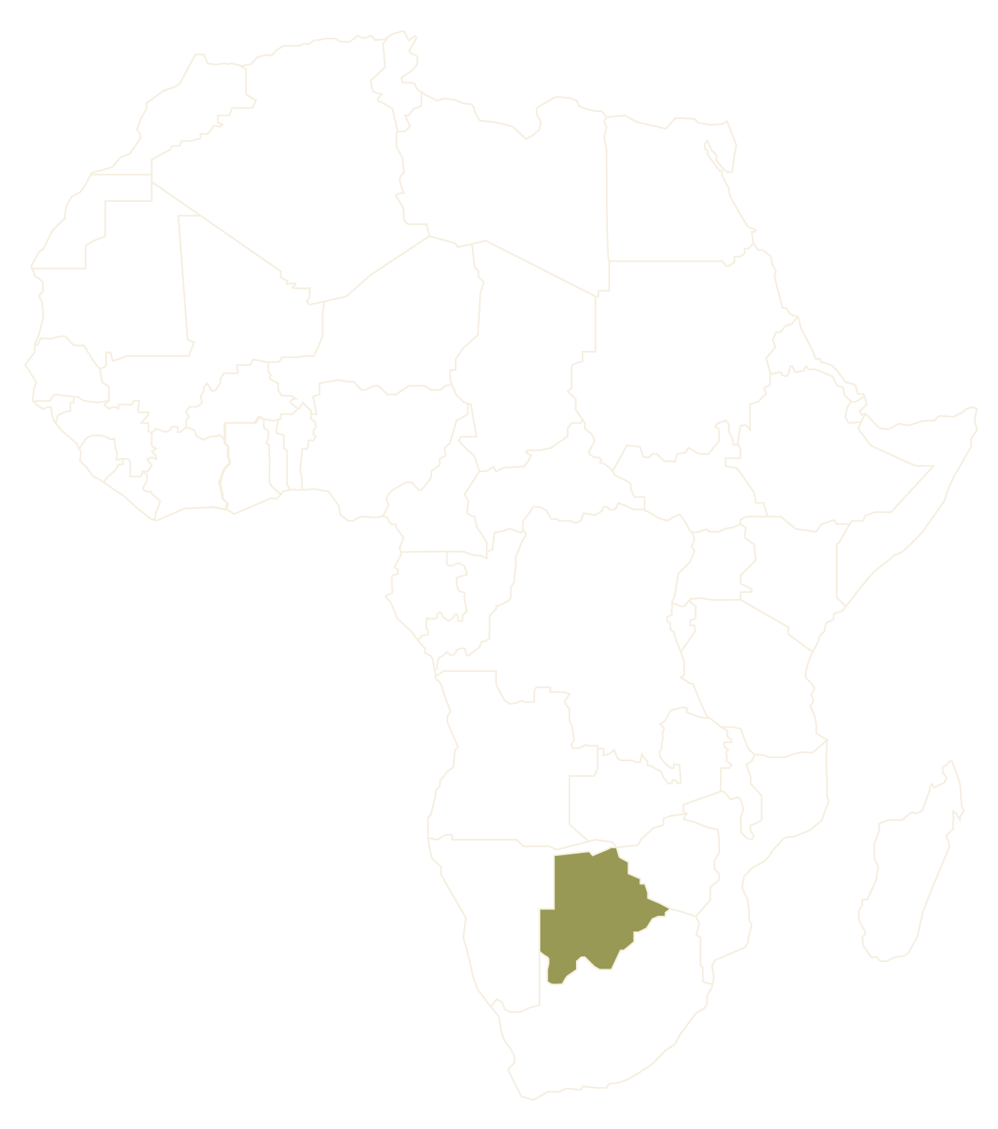 Carte de l'Afrique avec l'Afrique du Sud en surbrillance