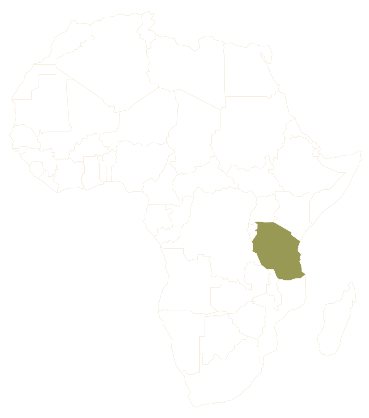 Carte de l'Afrique avec la Tanzanie en surbrillance