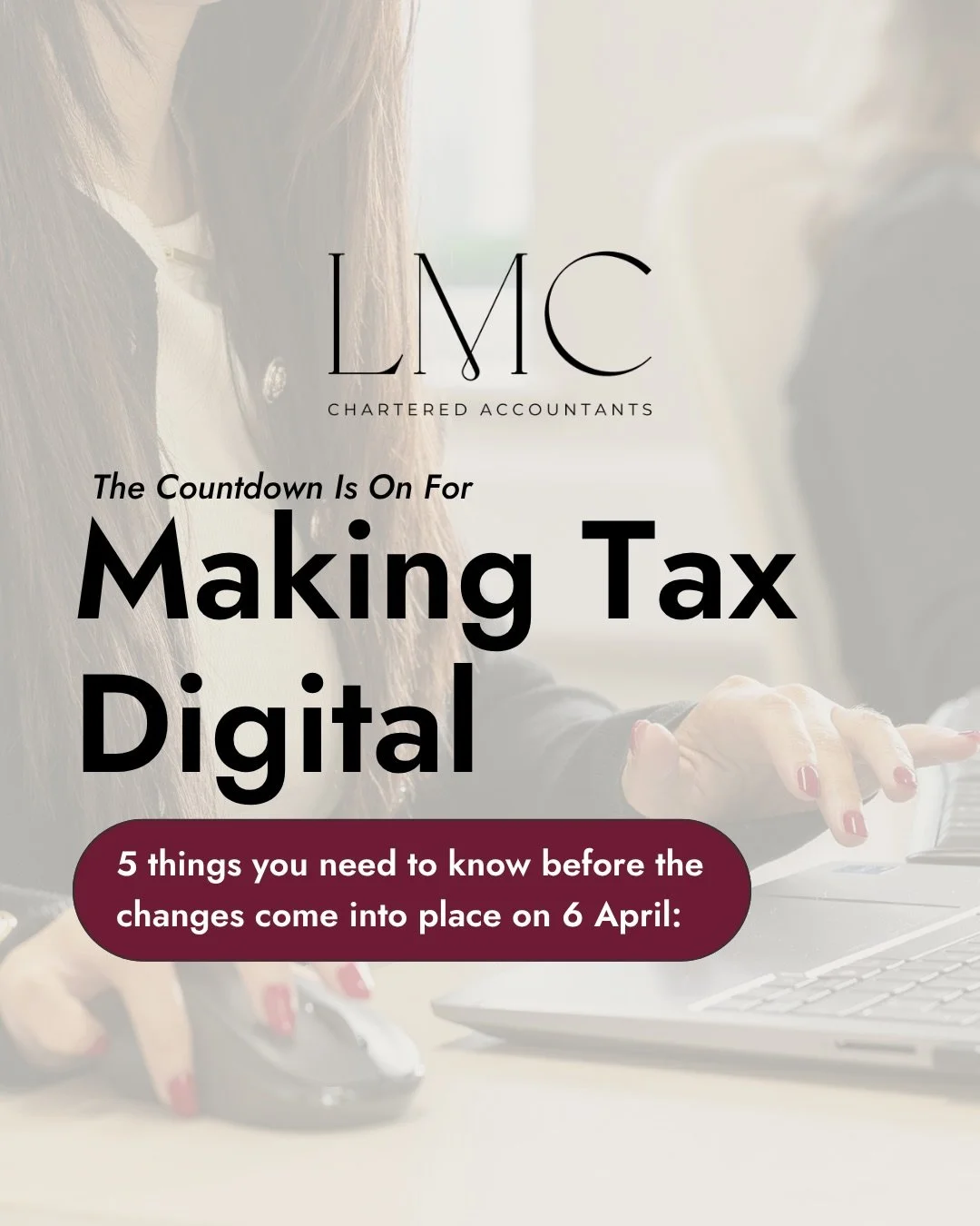 ⏰Making Tax Digital comes into place this week!

Here is a summary of 5 things you need to know before the changes take place. 👆🏻👀

✨From digital record-keeping and mandatory software, to quarterly reporting and a new penalty system, MTD represent