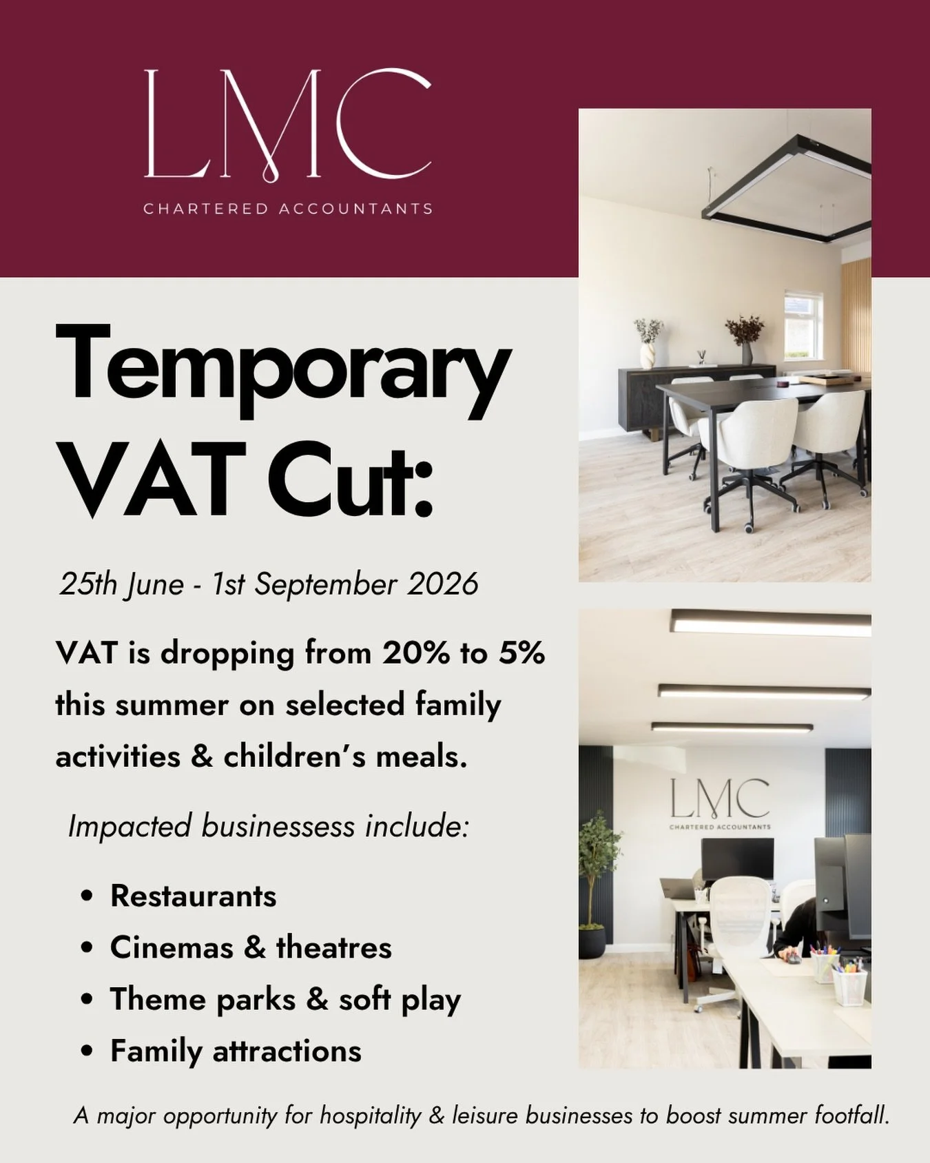 VAT is being reduced from 20% to 5% this summer on selected family activities and children&rsquo;s meals 👀

⭐️While this is aimed at helping families with the cost of living, it could also create a HUGE opportunity for hospitality and leisure busine