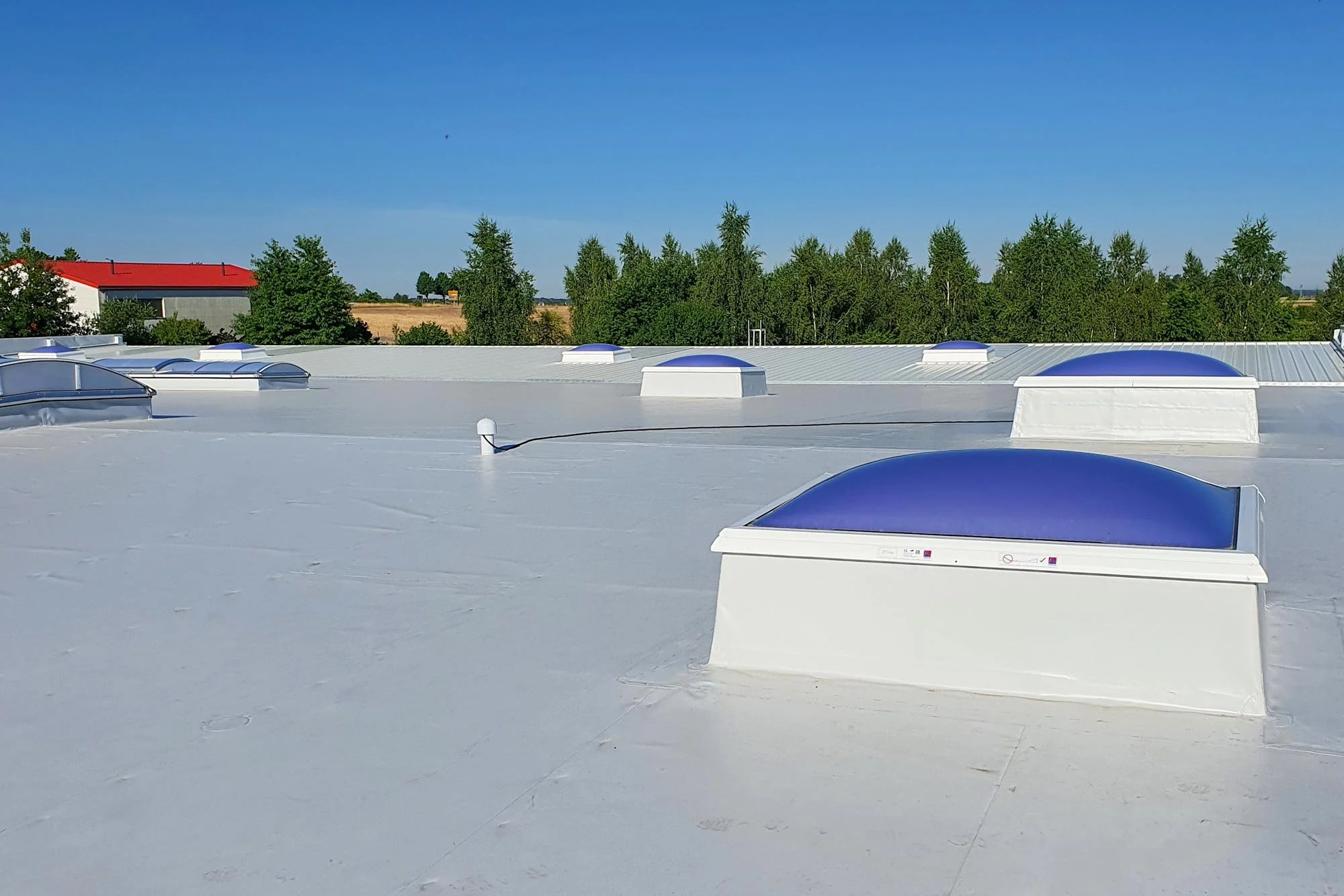 Grimma Umbau Gewerbehalle 2.600 m² Trapeztragschale, Dampfsperre, Dämmung und PVC Abdichtungsbahn