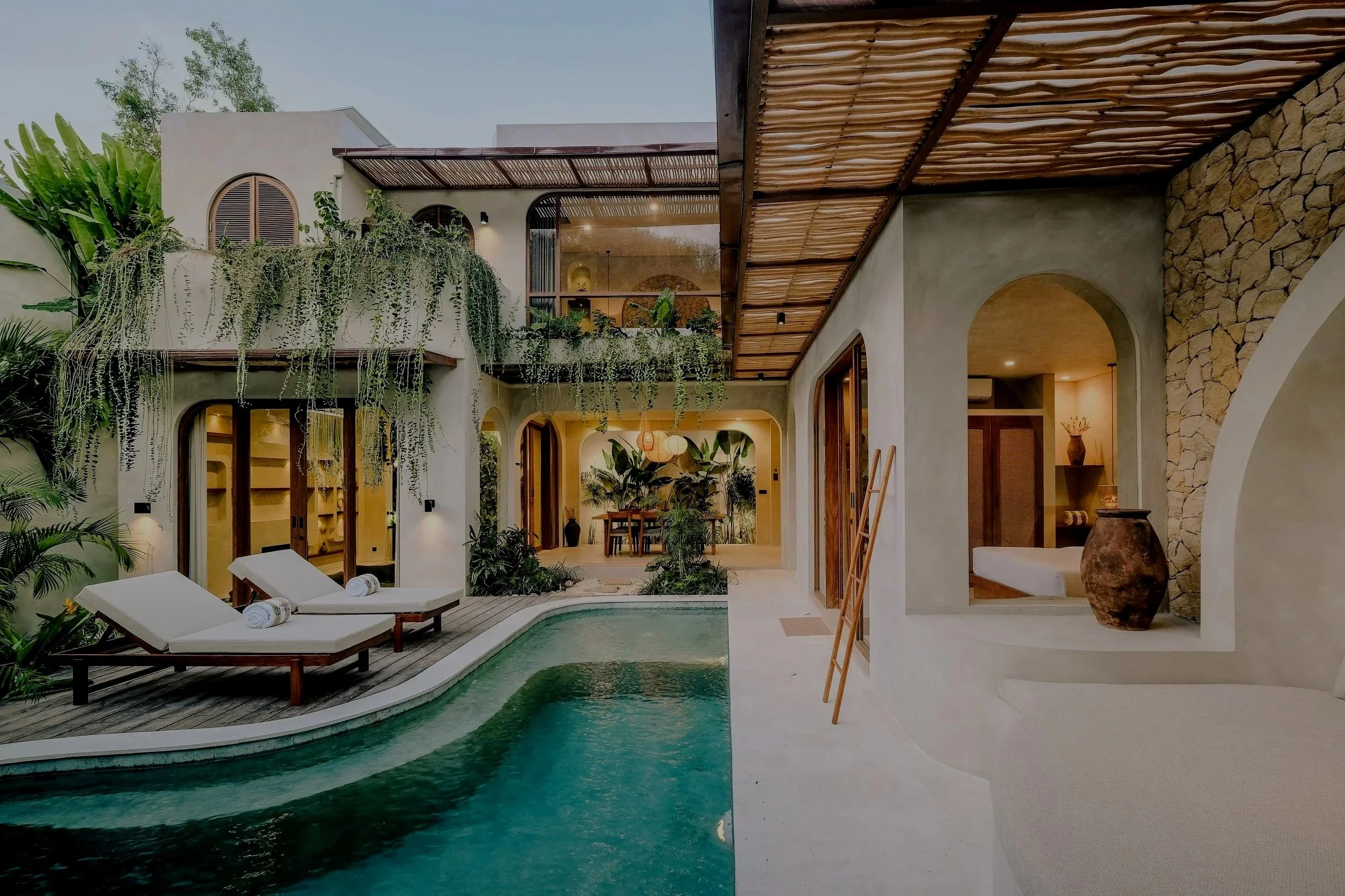 Image of a 2-bedroom villa with pool and sunbeds