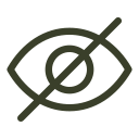 Icon of an eye with a diagonal line crossing through it, representing 'hide' or 'hidden'.