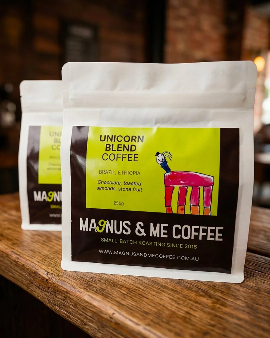 Get your UNICORN BLEND coffee now. We're roasting the good stuff every week. And yes that is a picture of a unicorn on the bag... thanks for asking. Drawn by our (then) 4 year old.

Now shipping Australia-wide ☕

#magnusandmecoffee #cupofambition #co