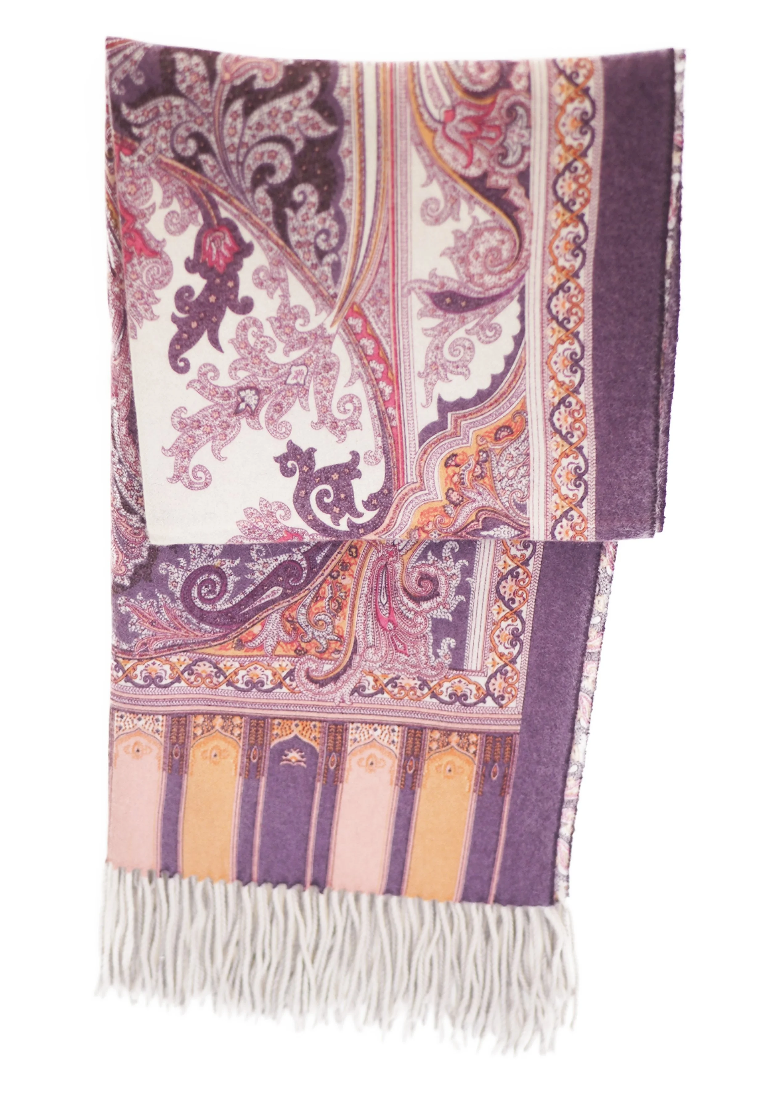 Cashmere Double-Side pattern Shawl Purple