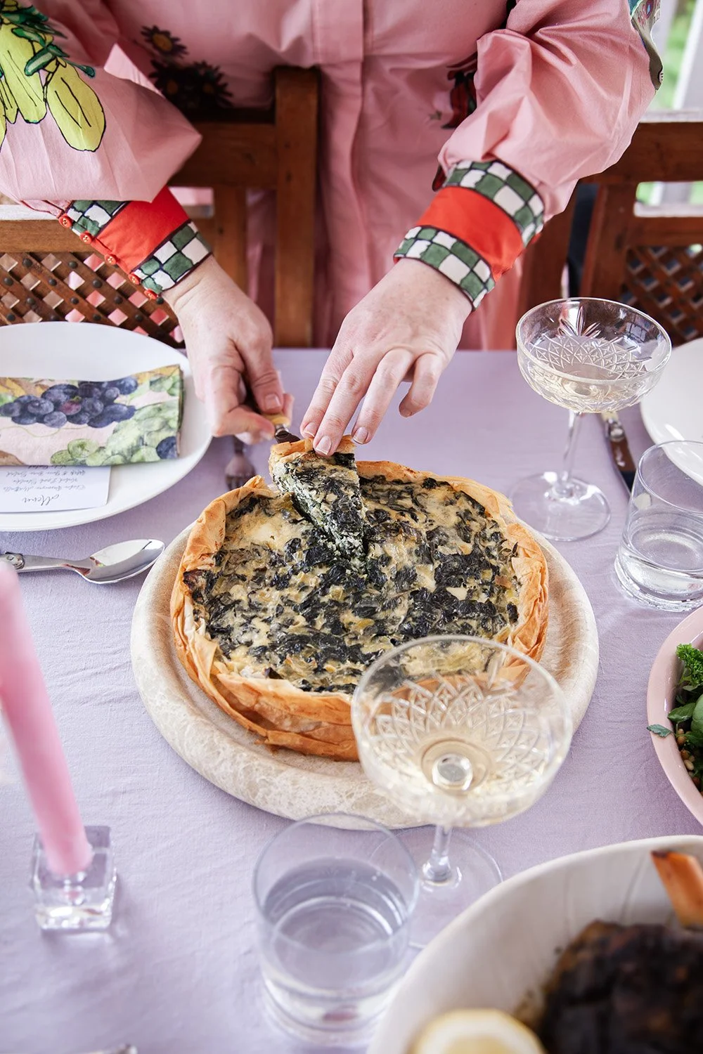 Serving Mixed Green & Three Cheese Pie_Sunday’s Big Table_The Dinner Party Guide.jpg