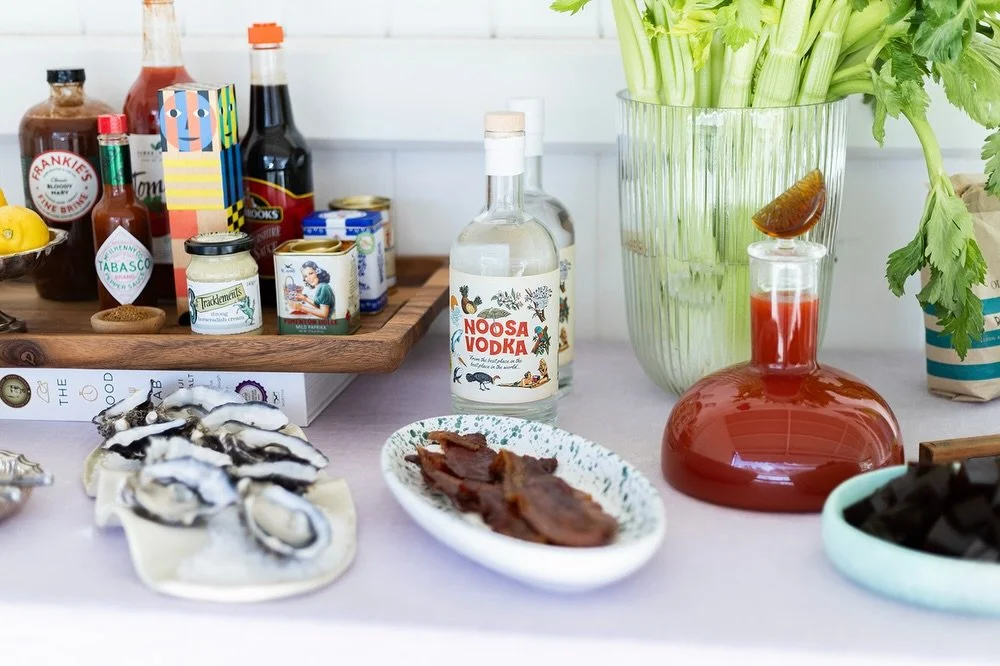Bloody Mary Bar with oysters, bacon and all the trimmings 🍅🍅 from the &lsquo;Brunch with Friends&rsquo; guide 
Photography @pearsonstreetstudio
