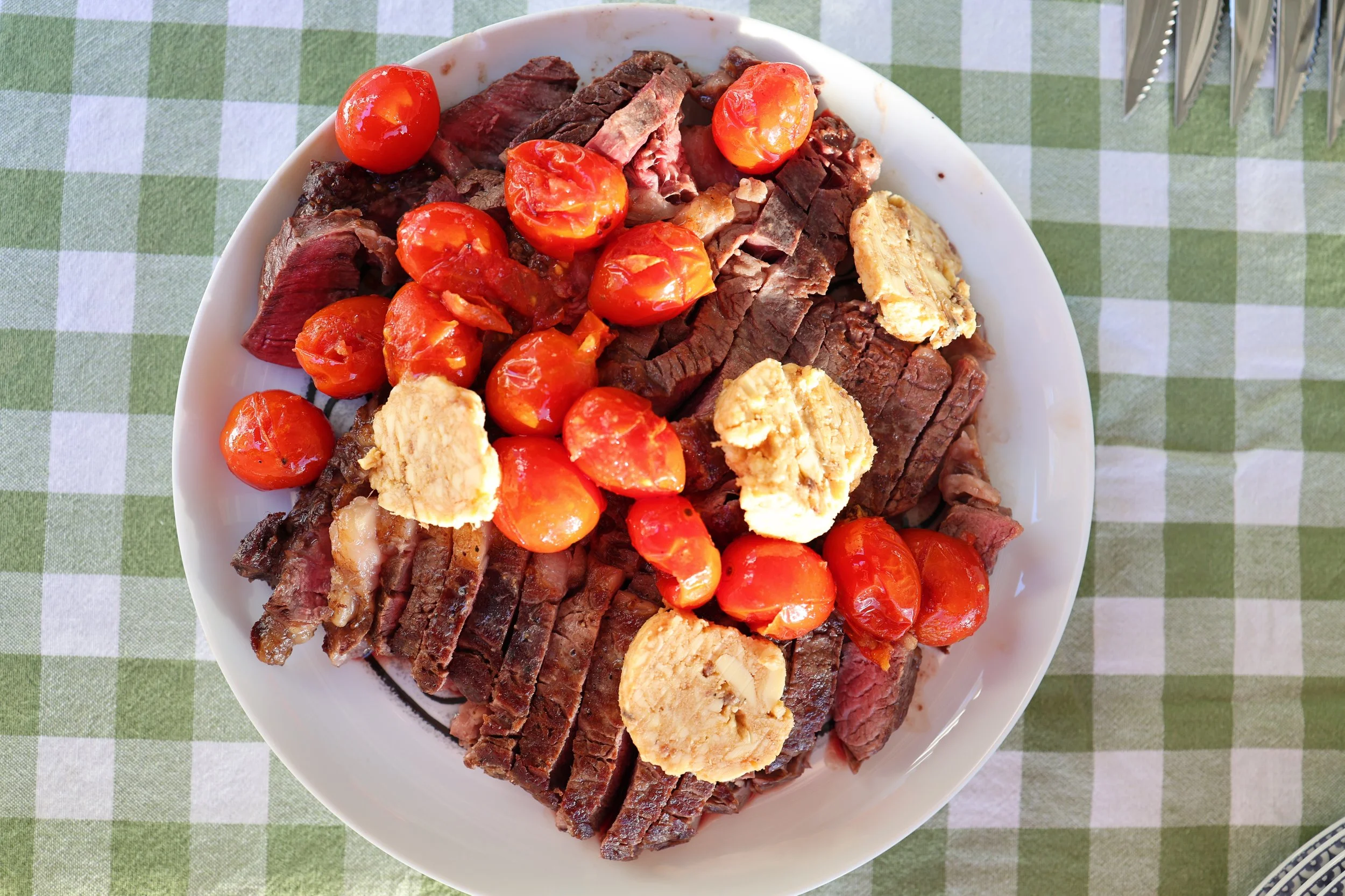 Rib Fillet with Anchovy-Miso Butter &amp; Blistered Tomatoes