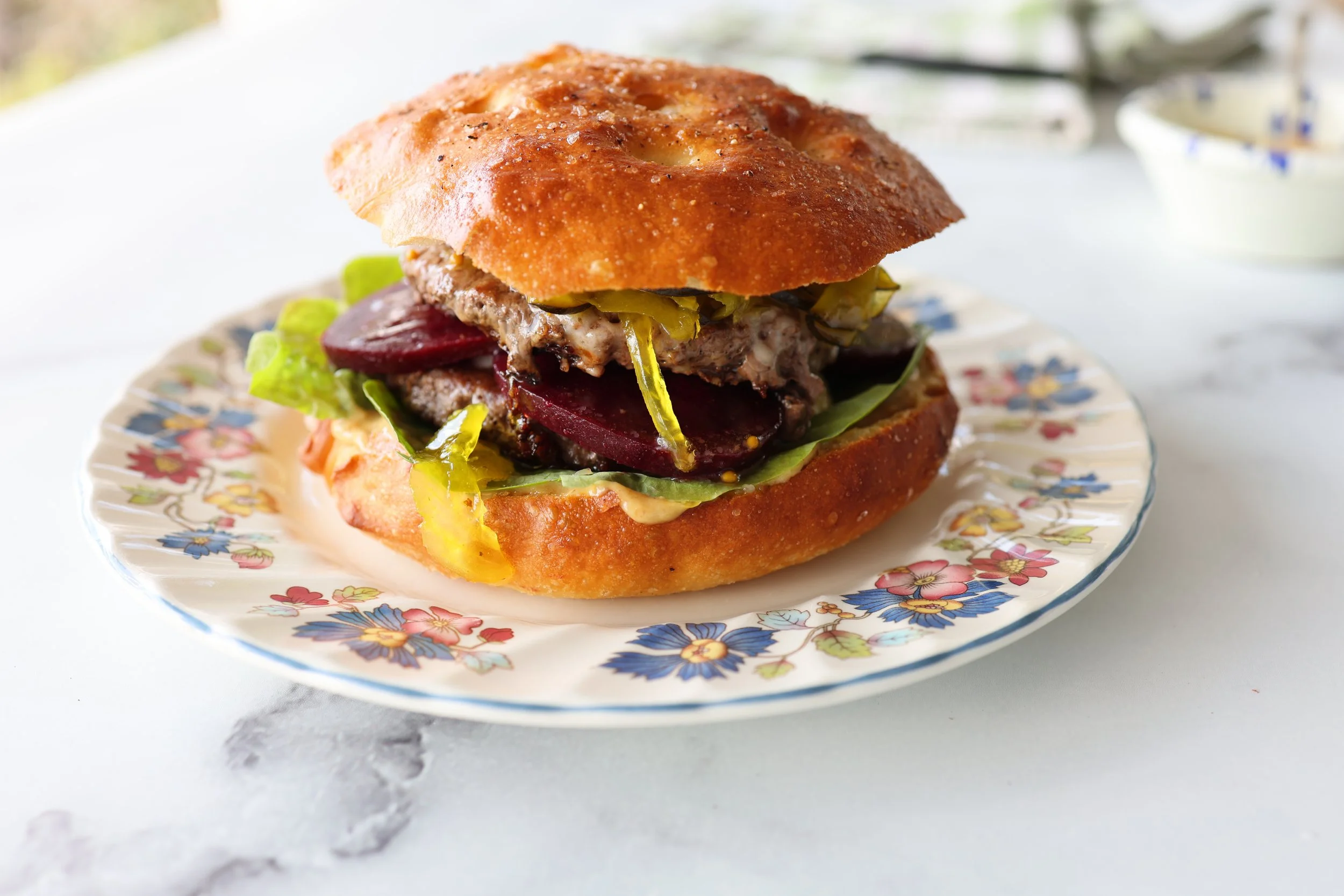 Double Smash Burger with burnt leek aioli