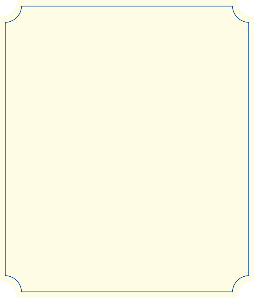 A blank, cream-colored, vintage-style invitation card with a decorative blue border.