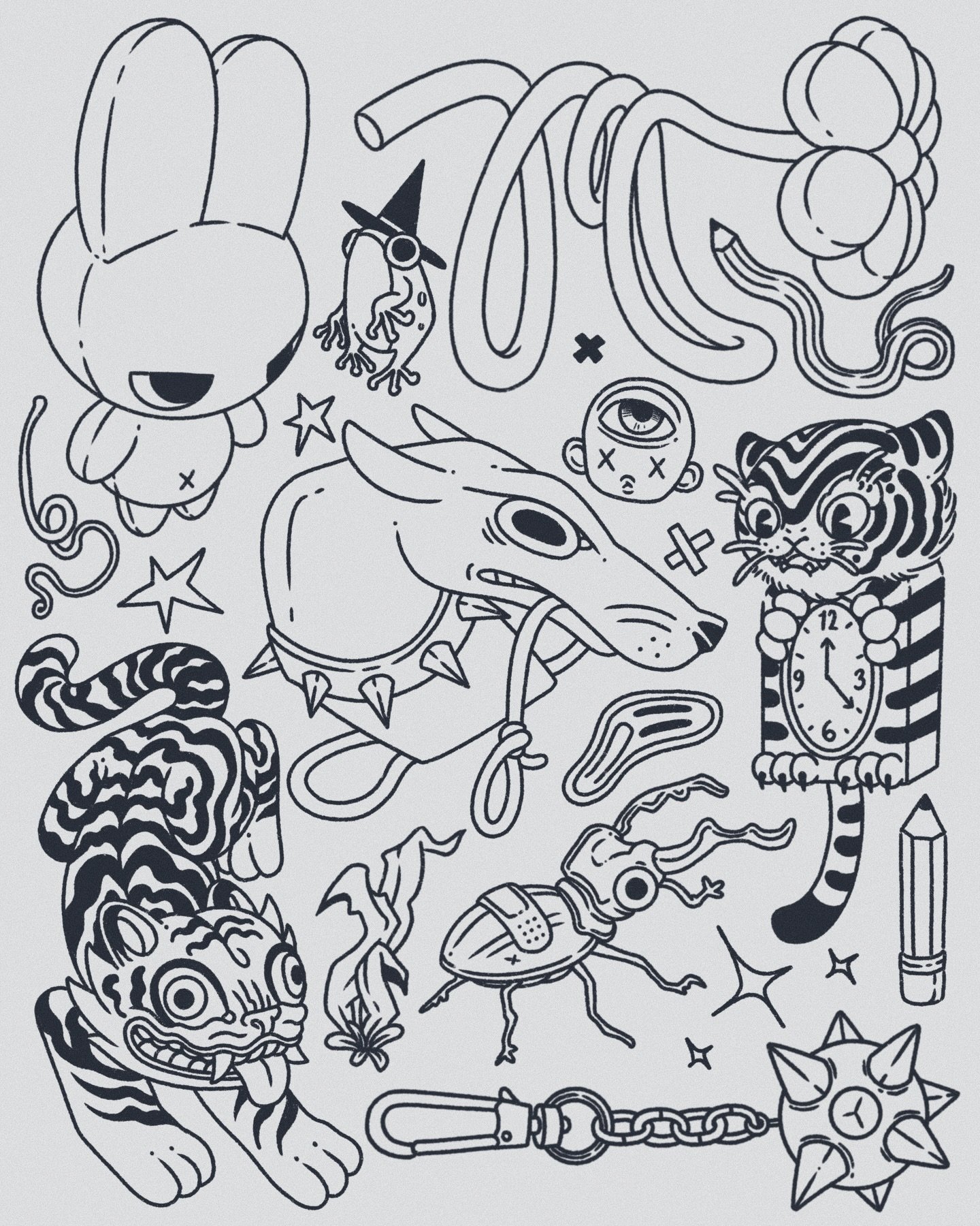 Might find my tattoo gun and get practicing soon 👀 Here&rsquo;s a flash sheet, while waiting for ya gurl to make that happen

#illustration #igart #digitalart #digitalillustration #procreateart #tattoosheet #tattoodesign