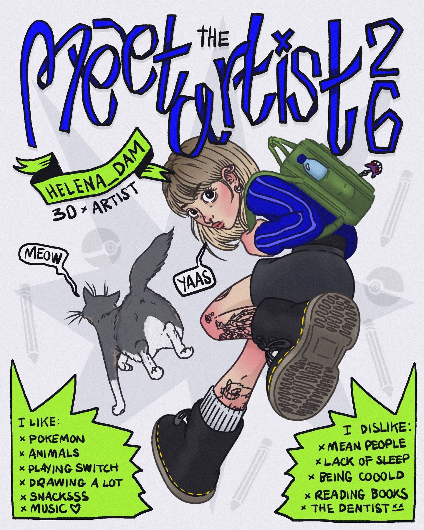 #meettheartist 2026, wanted to participate in meet the artist for 2026 with likes and dislikes - and me with my bestie kitteh Gurli 🐈✨

#digitalart #artist #procreate #igart