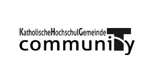 Logo mit Text 'International Community' in Schwarz