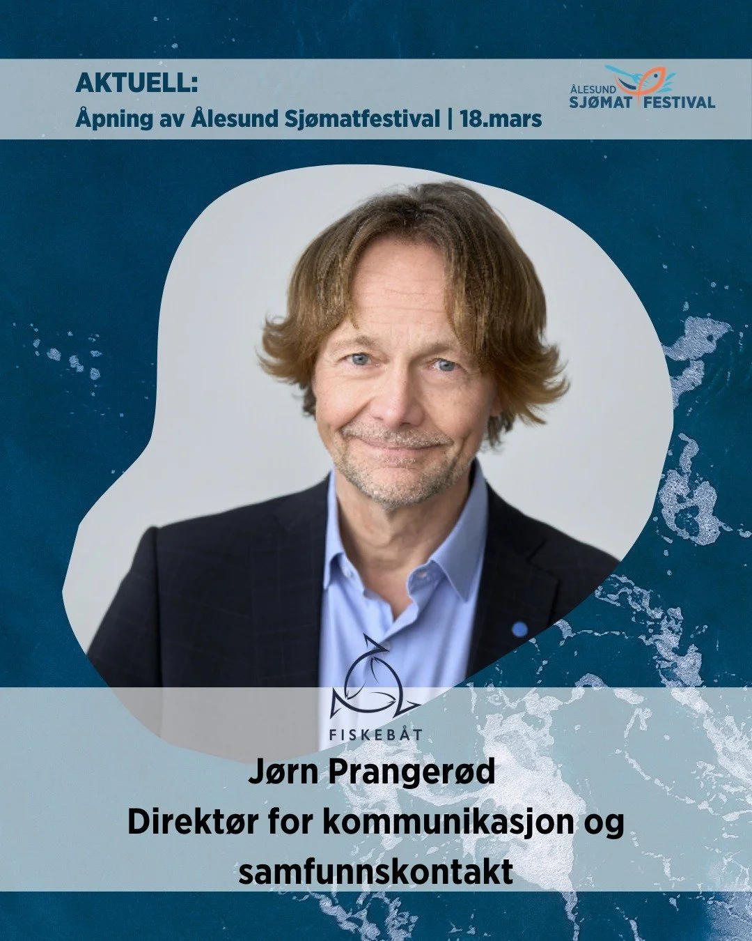 J&oslash;rn Pranger&oslash;d fra Fiskeb&aring;t kommer til &aring;pningen av &Aring;lesund Sj&oslash;matfestival 18. mars.

Han holder innlegget:
&laquo;Fiskeri som beredskap&raquo;

Den havg&aring;ende fiskefl&aring;ten spiller en viktig rolle b&ari