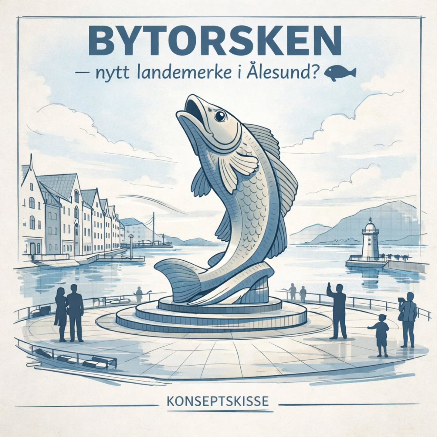 🐟 Stor nyhet for &Aring;lesund sentrum!

&Aring;lesund l&oslash;ftes videre som sj&oslash;matby, og n&aring; planlegges det en helt egen Bytorsken-statue midt i byen 🤩

En moderne skulptur inspirert av v&aring;r stolte kystkultur og historien rundt