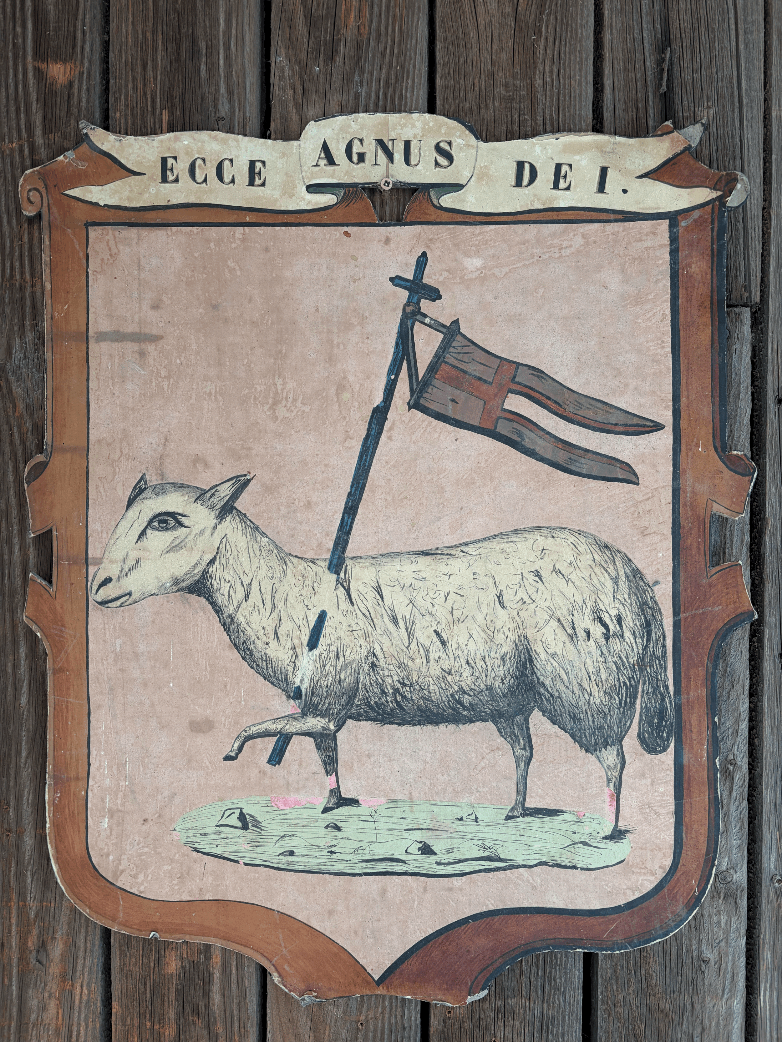 Naive art sheep shield