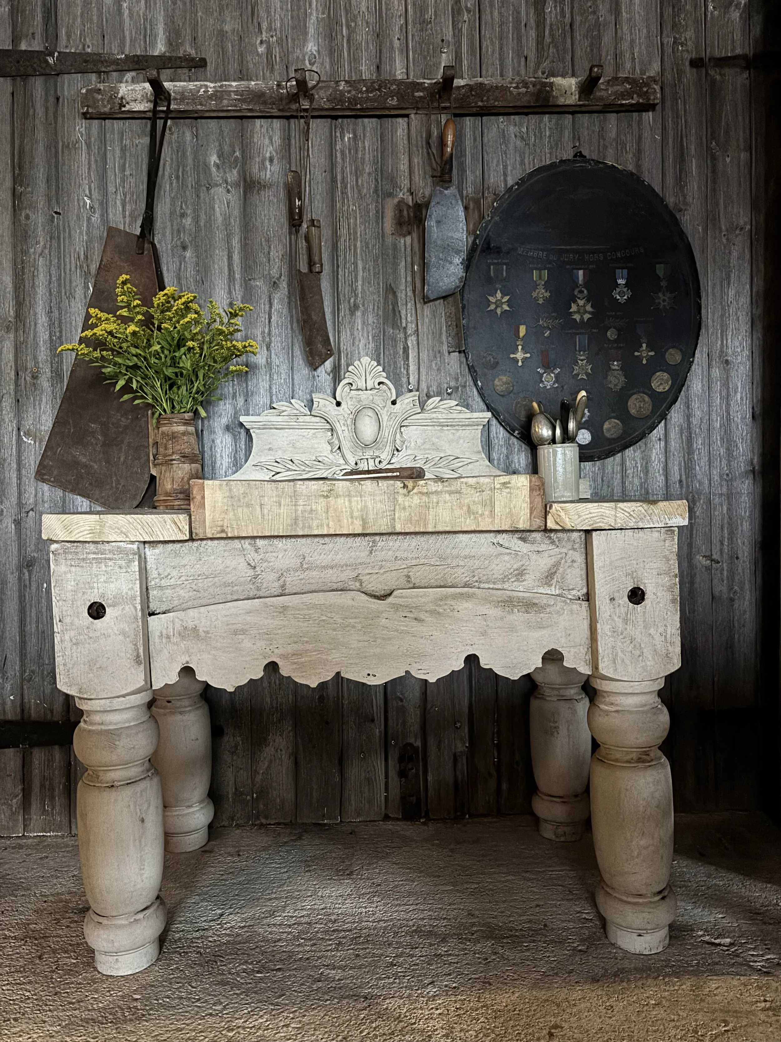 Rustic butchers block