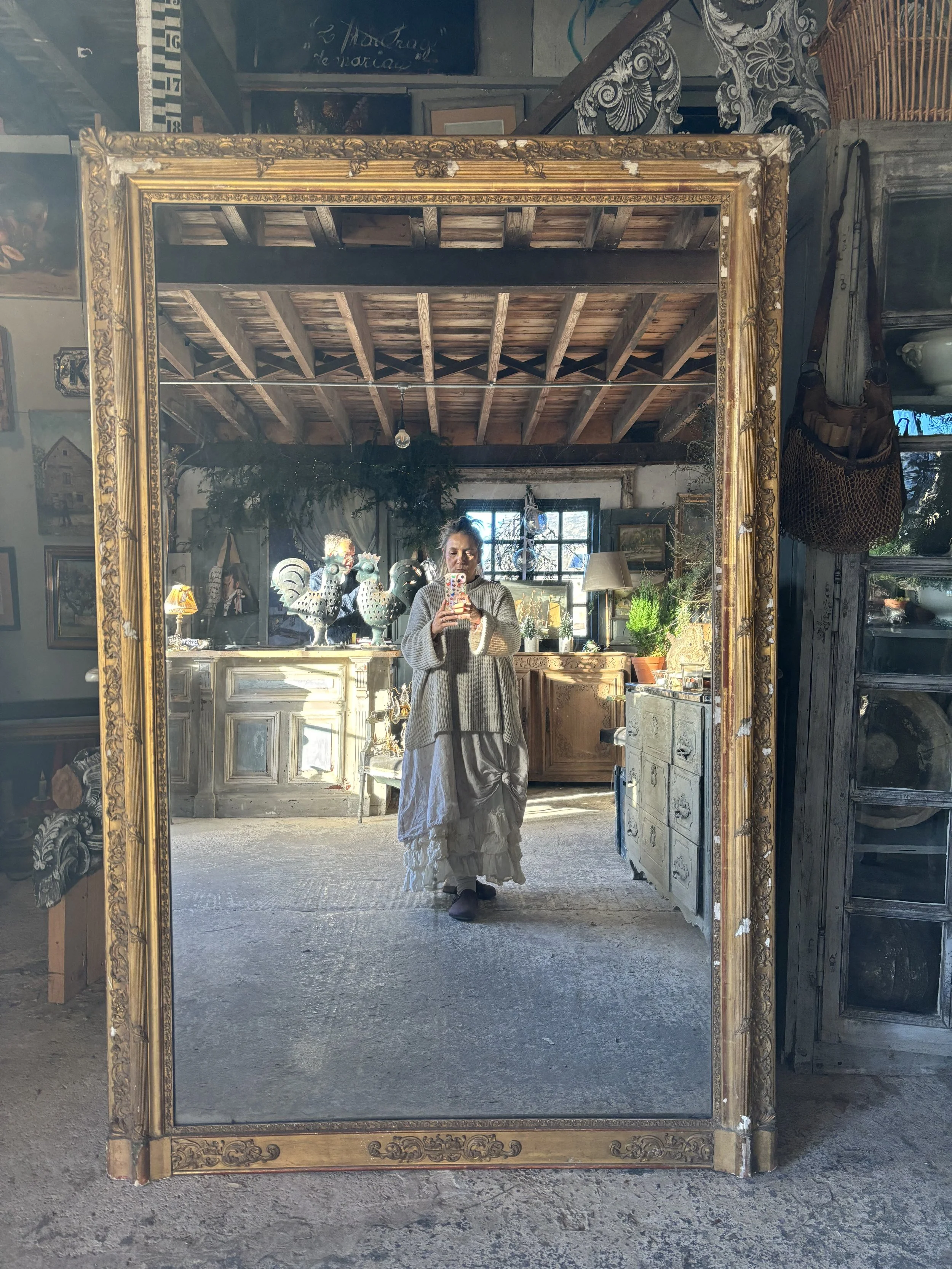 Large antique French gilt mirror circa 1830