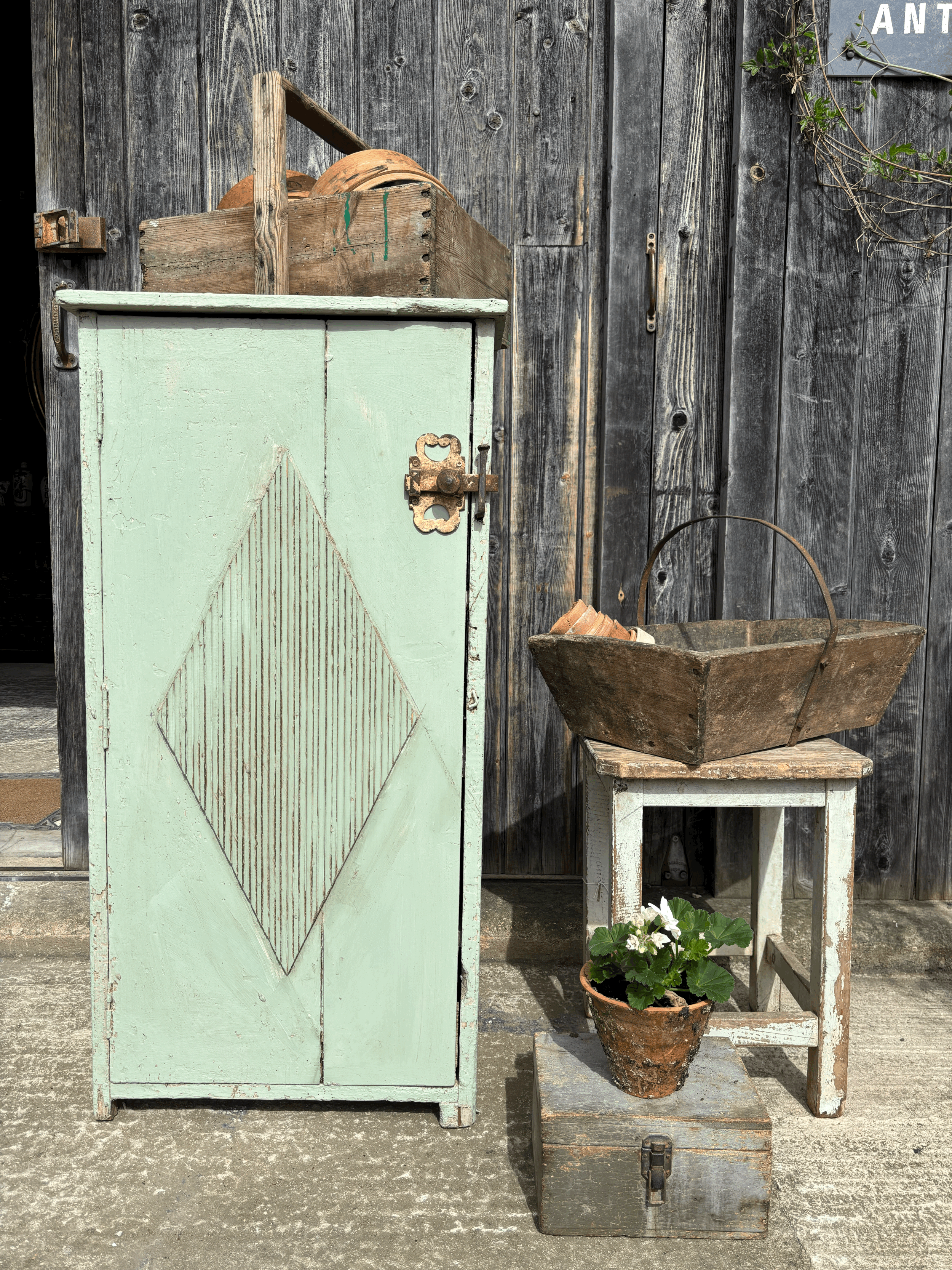 French rustic diamond cupboard