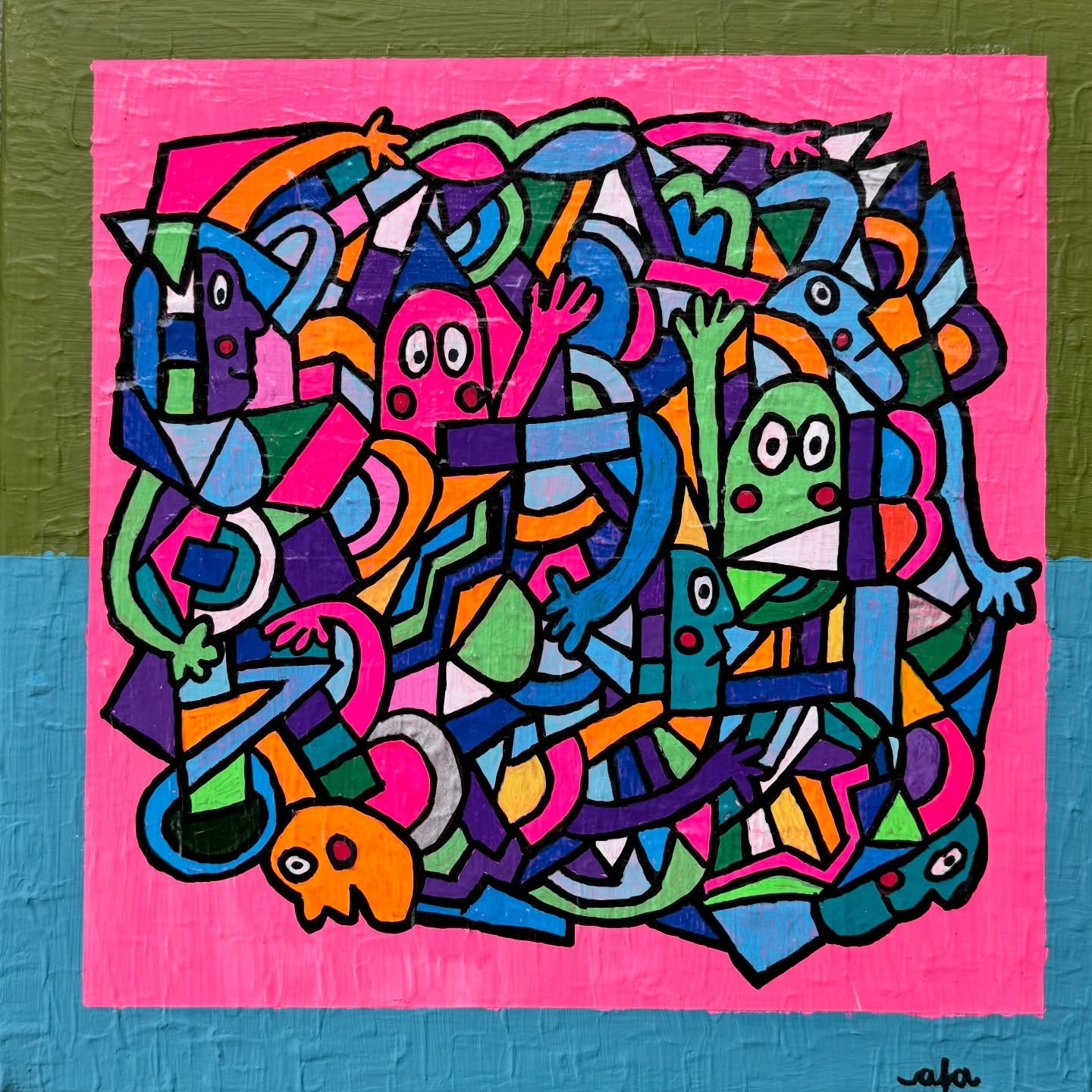 Outlines 🩷🧡💙💚

Acrylfarbe, Acrylmarker, Leinwand 30 x 30 cm