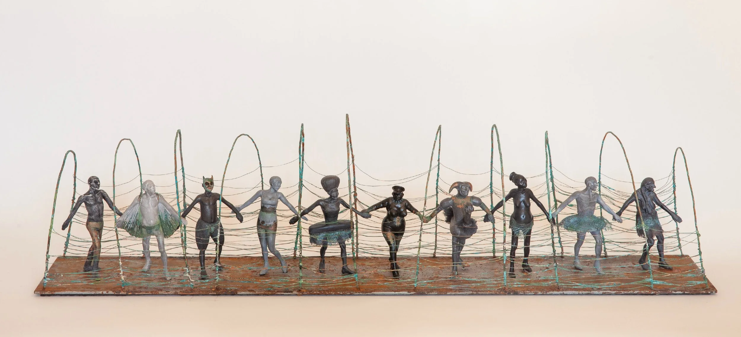 Danse Macabre 4
Resin figures with copper wire on rusted steel base 
Approx 80cm width
£1950