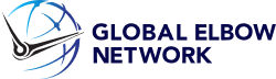 Logo of the Global Elbow Network, featuring a stylized elbow joint and globe design.