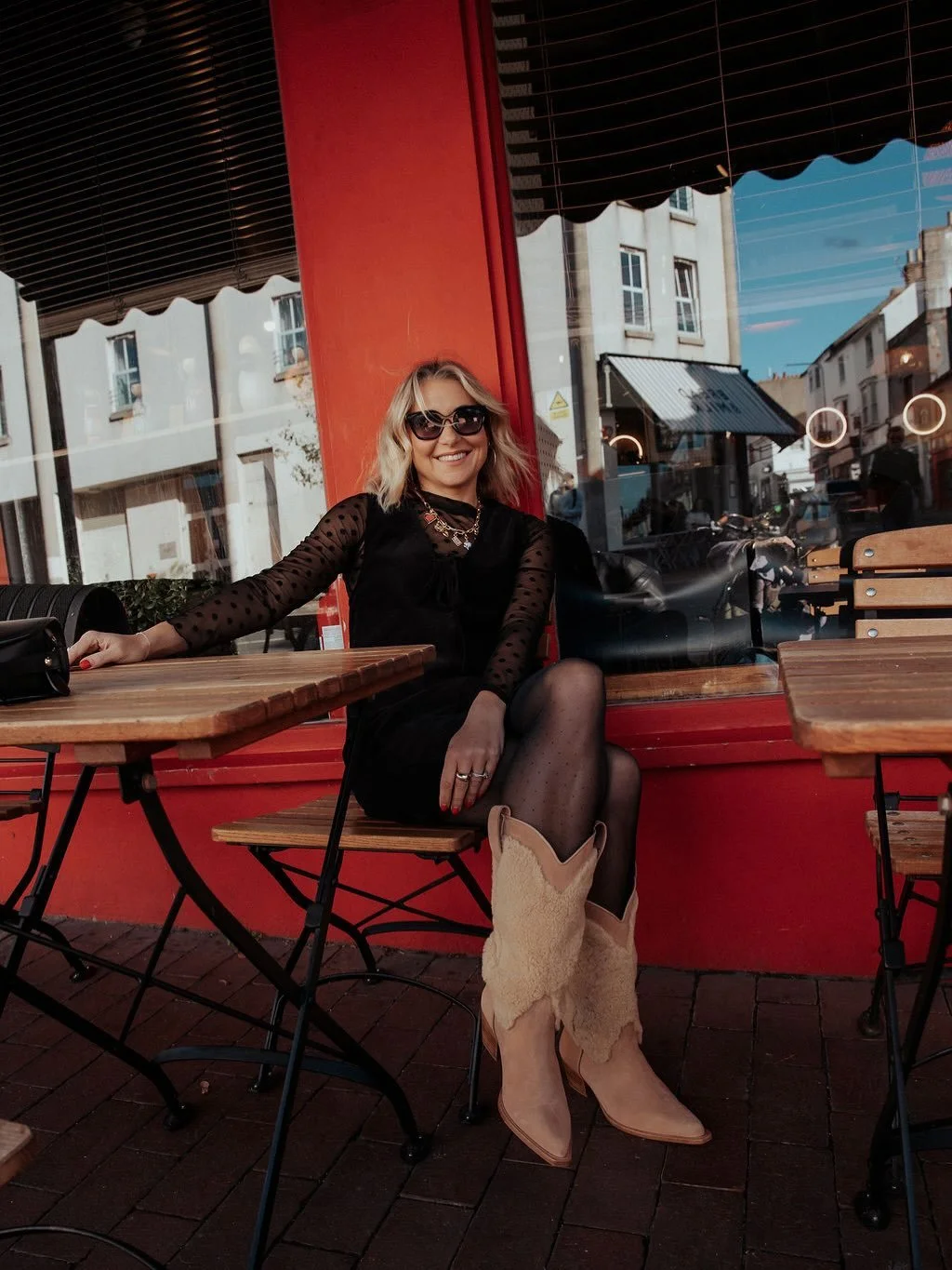 Little. Black. Dress. 💃 

This is a super useful one - it&rsquo;s a thin cord, pinafore from @nobodyschild that can be layered. I&rsquo;ll link in Stories &amp; @shopmy. 
Boots @wearedukesboots 🤠/ Necklace @myfrkl ✨/ Sunglasses @zoedepass_eyewear (