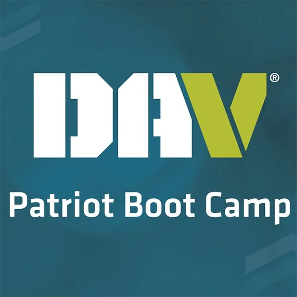Logo with the text "DAV" in large letters and "Patriot Boot Camp" beneath it.