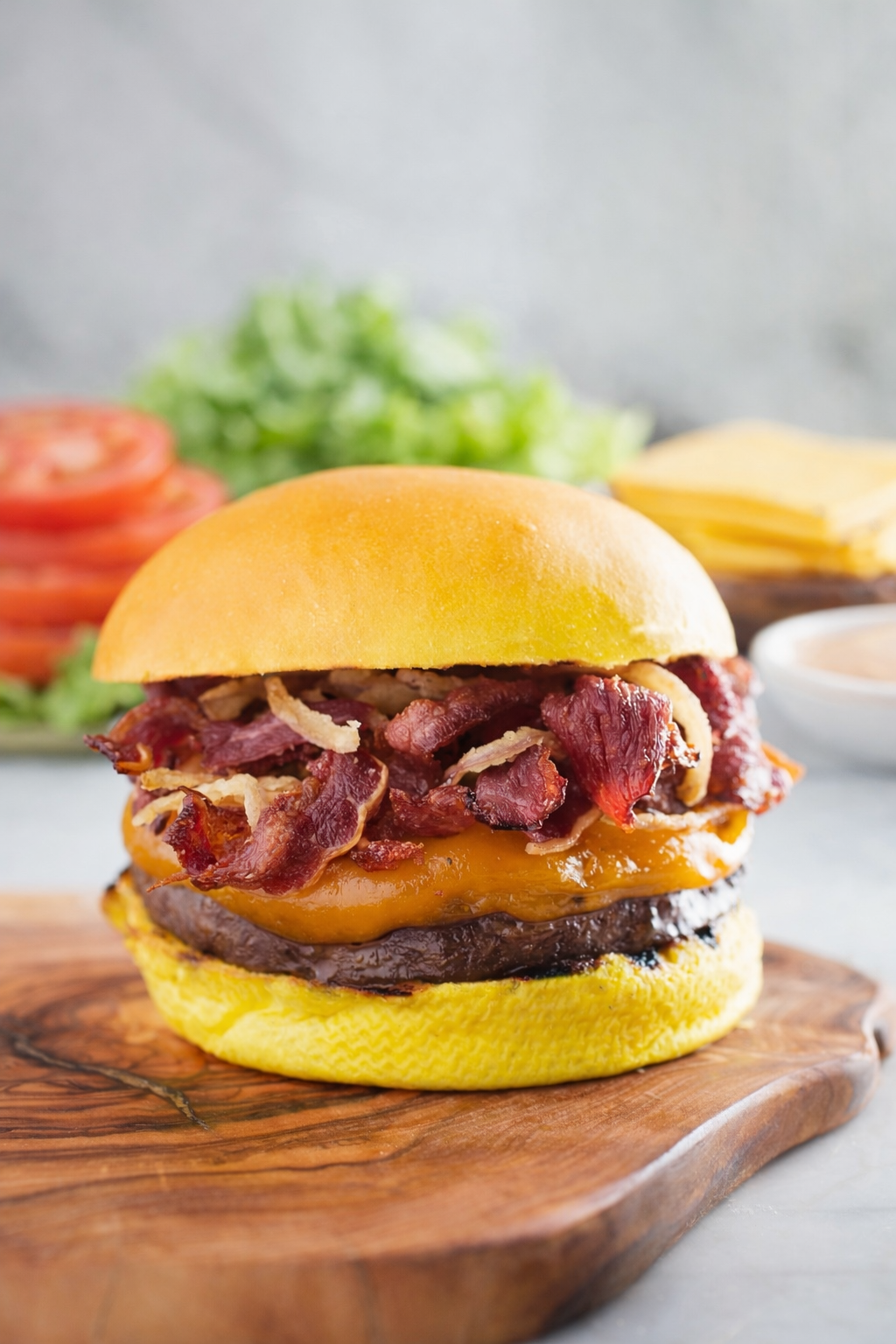 Bacon and beef burger with cheese