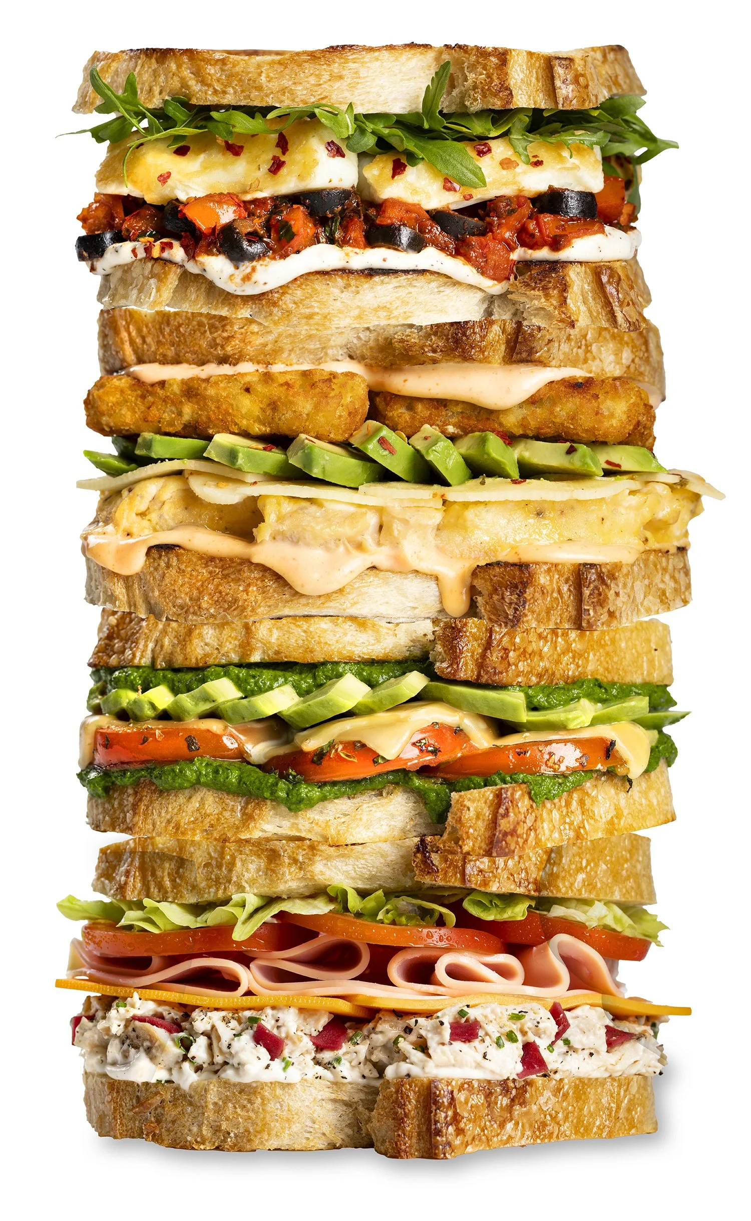 Stack of multiple sandwiches
