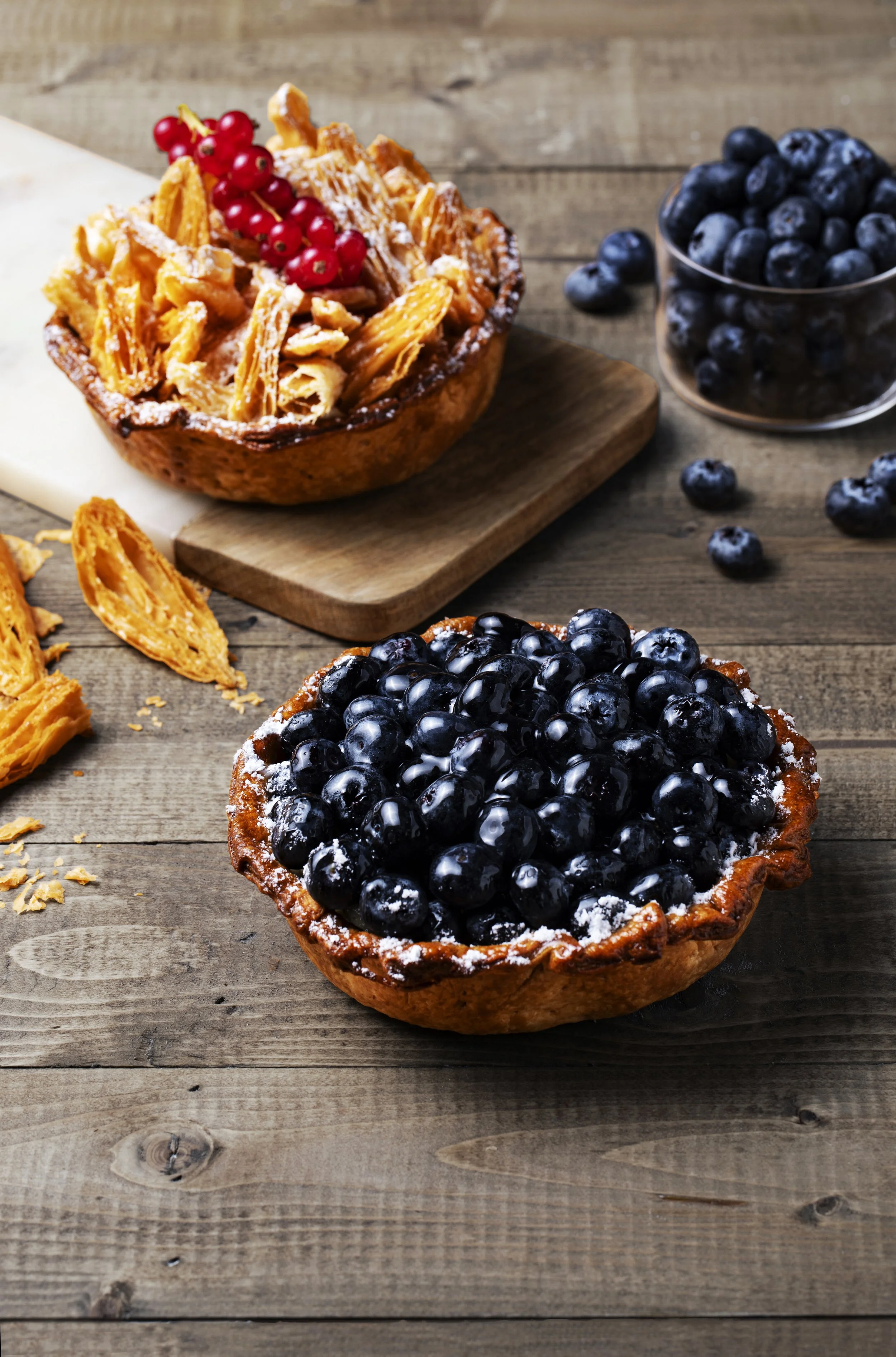 Two blueberry tarts