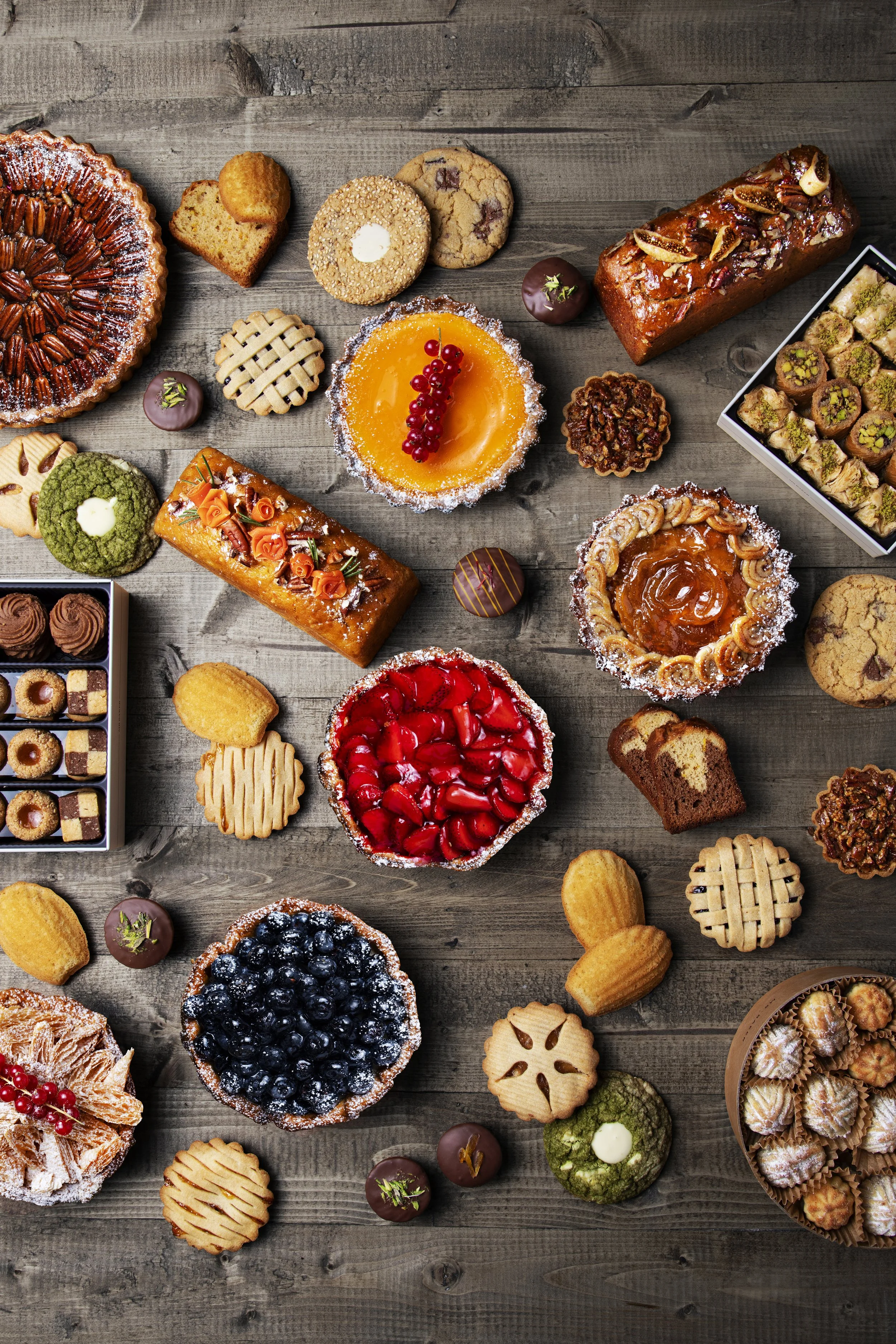 Assortment of various baked desserts