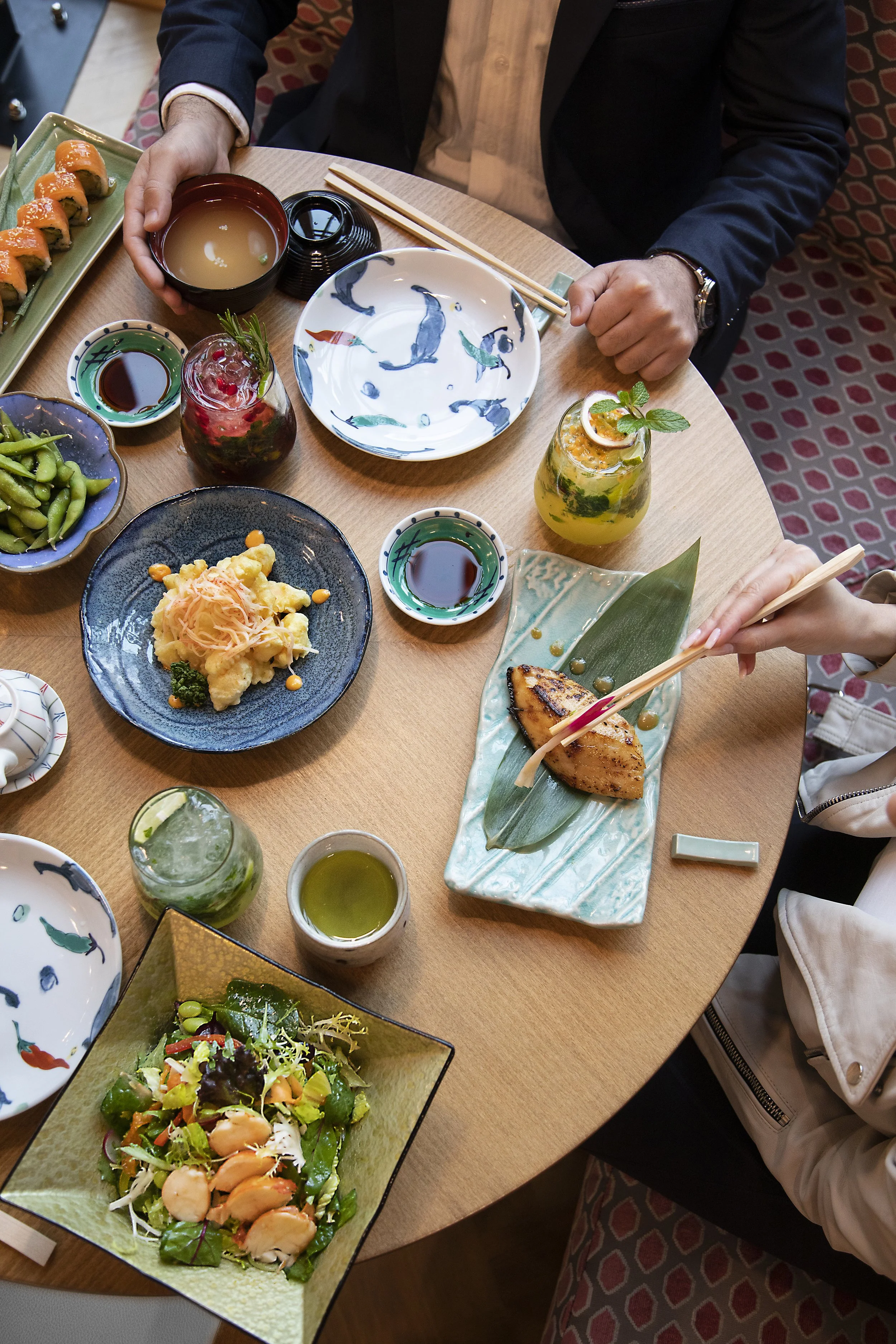 A Japanese meal with various dishes