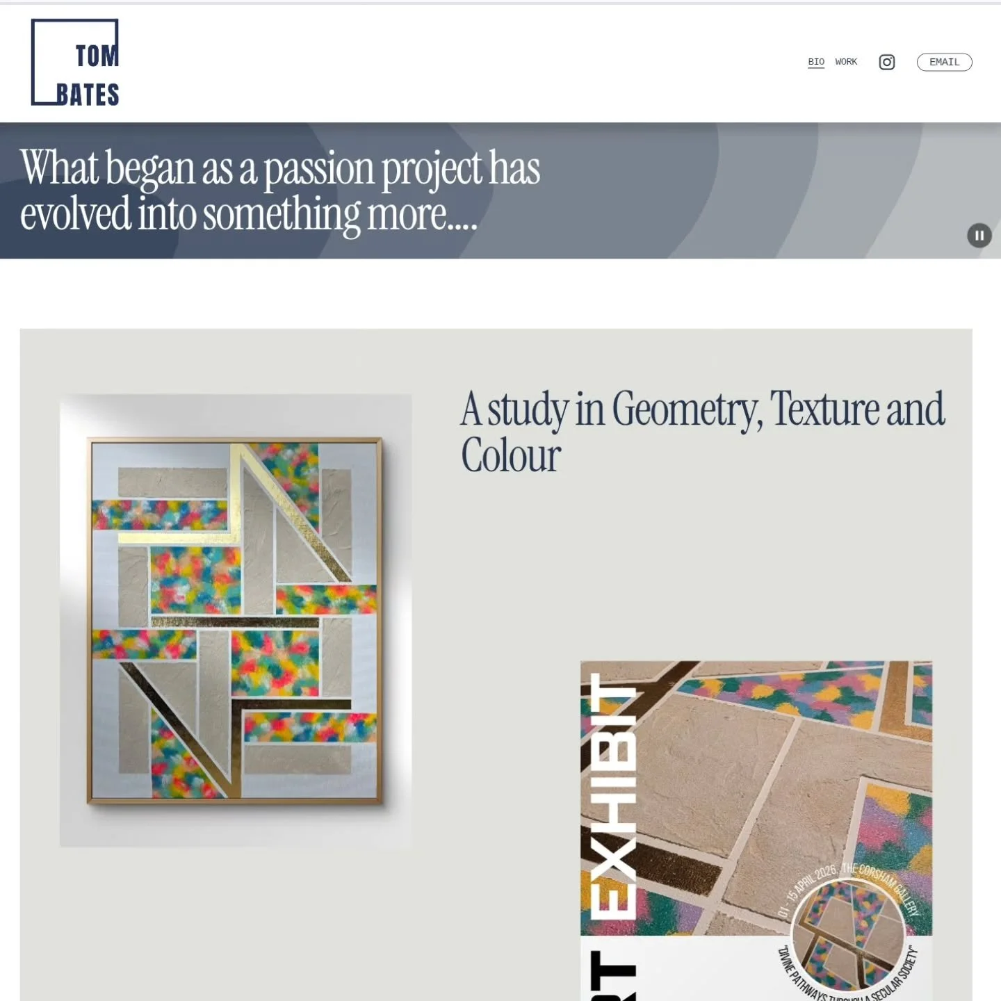 EXCITING NEWS! My new website is now LIVE! 🥳🥂
&bull;
Check it out.... www.tombates.art 
&bull;
Next Exhibit....01-15 April 2026 at @thecorshamgallery
&bull;
#tombatesart #abstractart #contemporaryart #Corsham #wiltshire