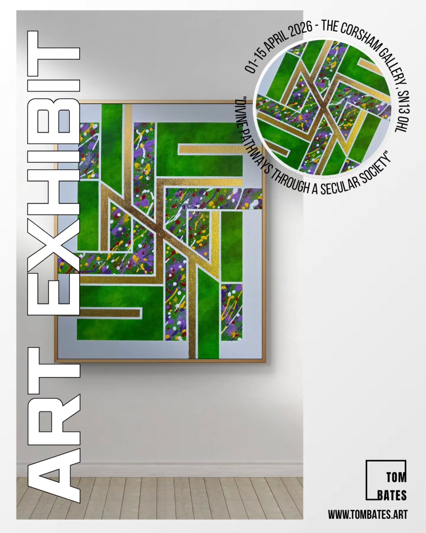 Last few days of my current exhibit.... "Divine Pathways Through a Secular Society" 🖼 📸
&bull;
Ends 15th April 2026 at @thecorshamgallery 😭
&bull;
#tombatesart #abstractart #wiltshireartist #corsham #wiltshire