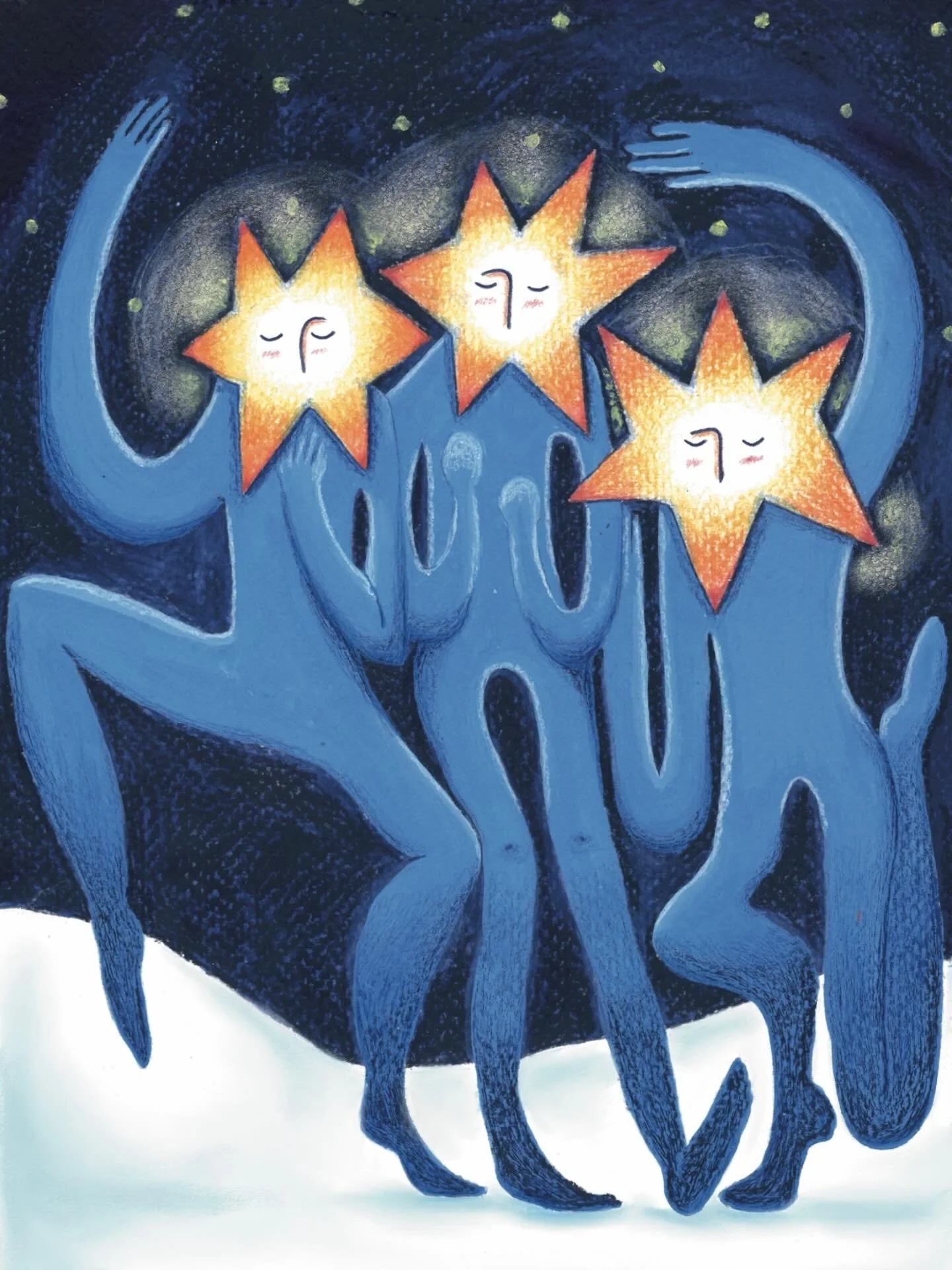 In the end we&rsquo;re all just beings made of the same stardust 💫 So let&rsquo;s stick together during these darker days and create our own lights 🌍🕯️

This illustration is made with gouache, wax pastels, oil pastel and coloured pencils. Working 