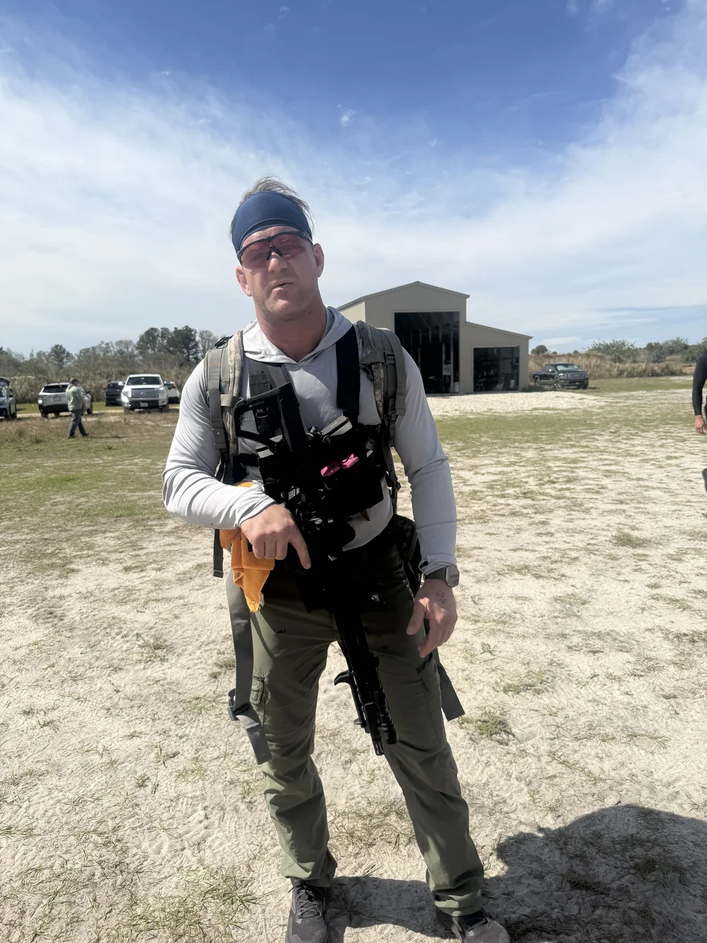 Ryan Kensinger, lead instructor, in tactical gear at the range