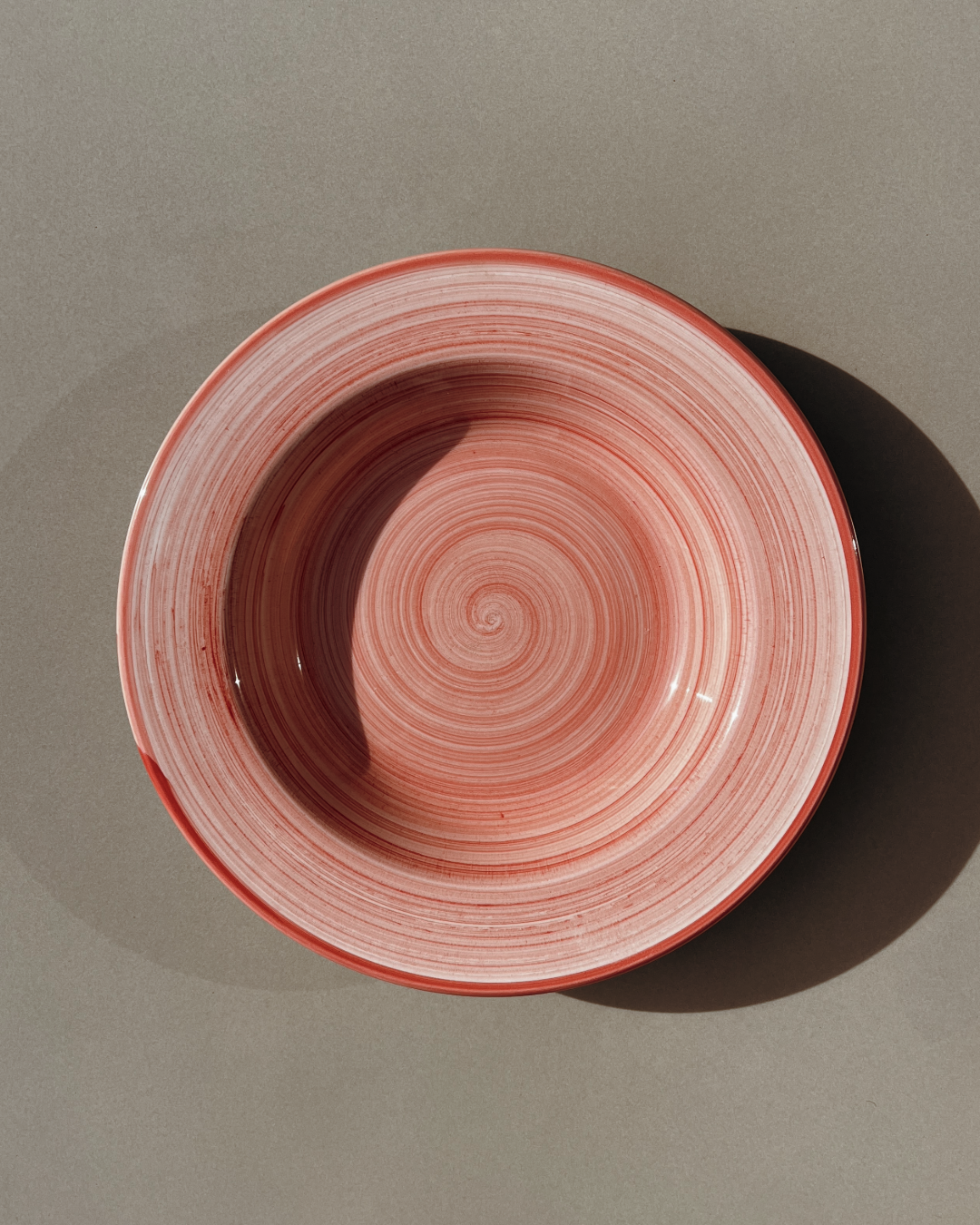 Assiettes creuses tourbillon rose - 4 pièces