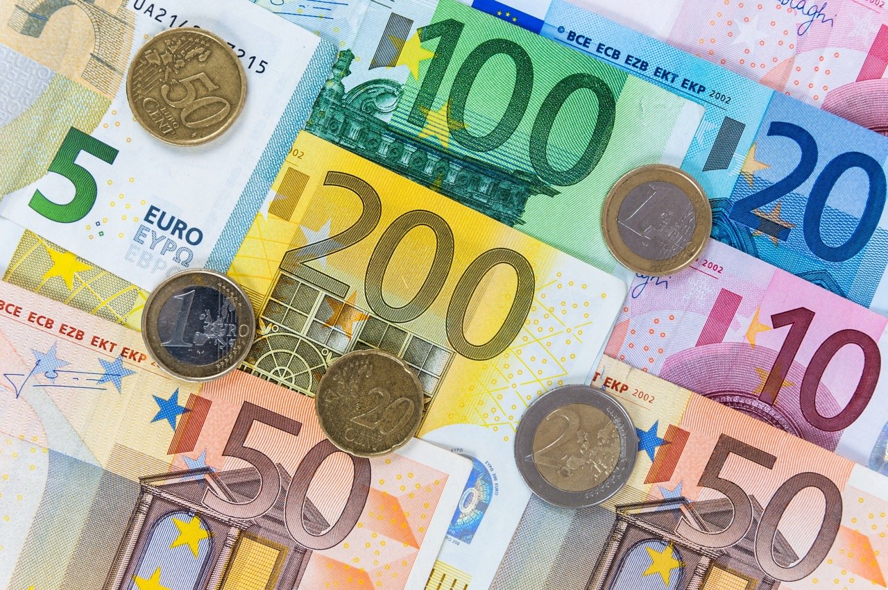 Sammlung von Euro Geldnoten