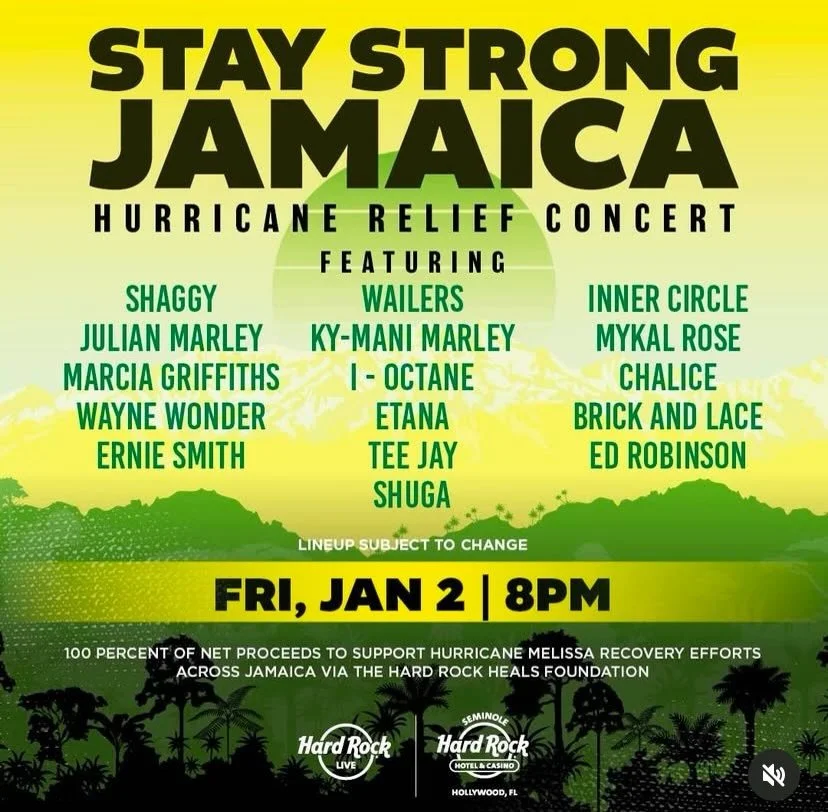 Stay Strong Jamaica 🇯🇲One night. One cause. One powerful message. ❤️

The &ldquo;Stay Strong Jamaica&rdquo; Hurricane Relief Benefit Concert takes over Seminole Hard Rock Hotel &amp; Casino Hollywood &mdash; uniting music, culture, and community to