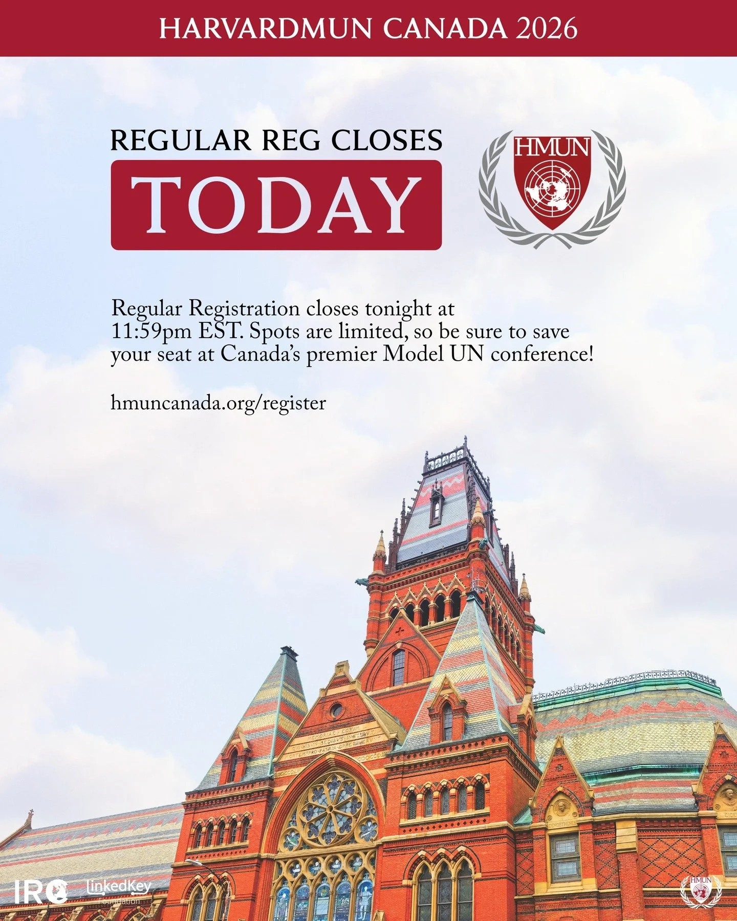 Regular Registration closes tonight at 11:59pm EST. Spots are limited, so be sure to save your seat at Canada's premier Model UN conference!

hmuncanada.org/register