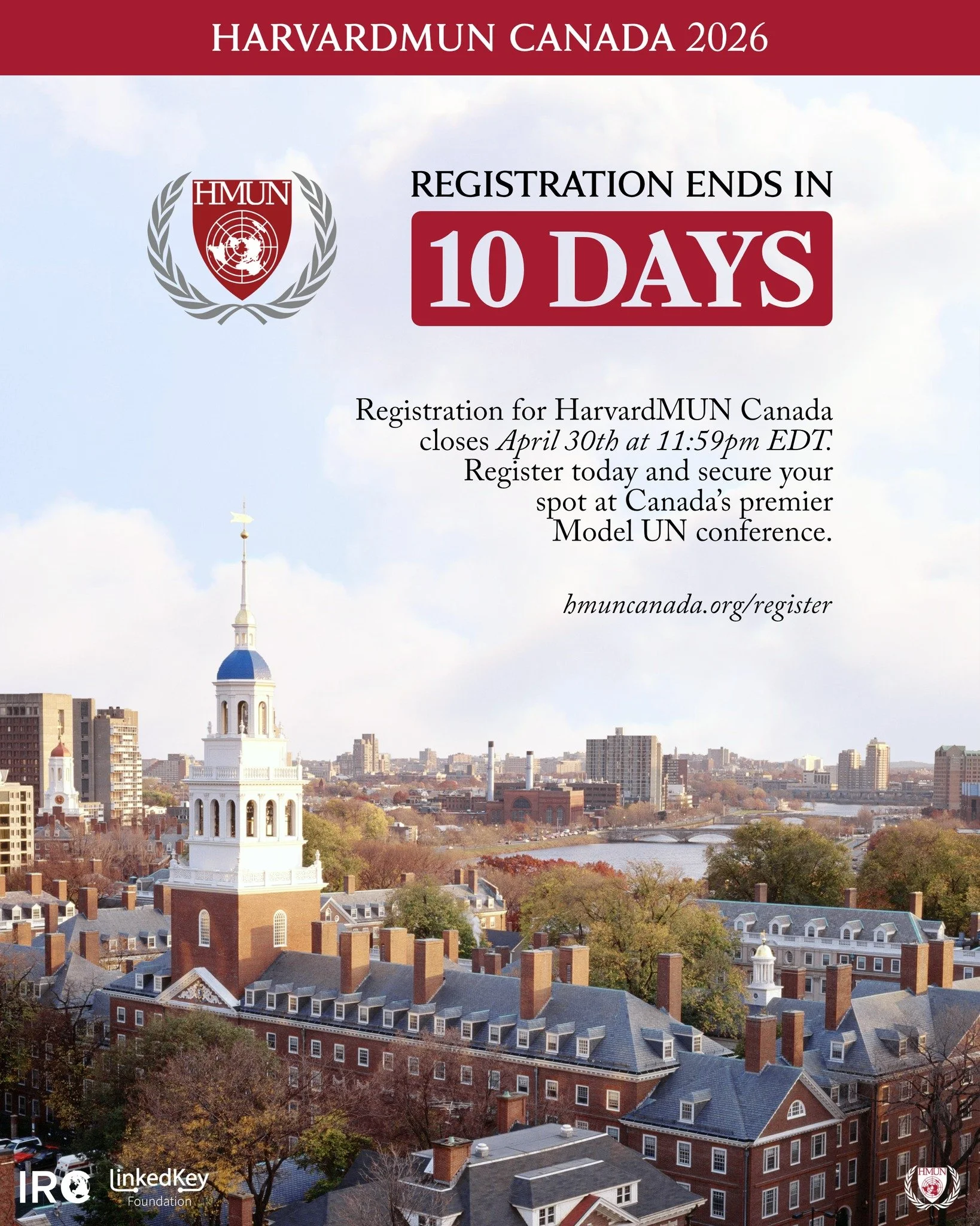 Registration for HarvardMUN Canada closes April 30th at 11:59pm EDT. Register today and secure your spot at Canada's premier Model UN conference!

From honorary expert chairs to the Tournament of Champions and the Insights Policy Journal, HarvardMUN 