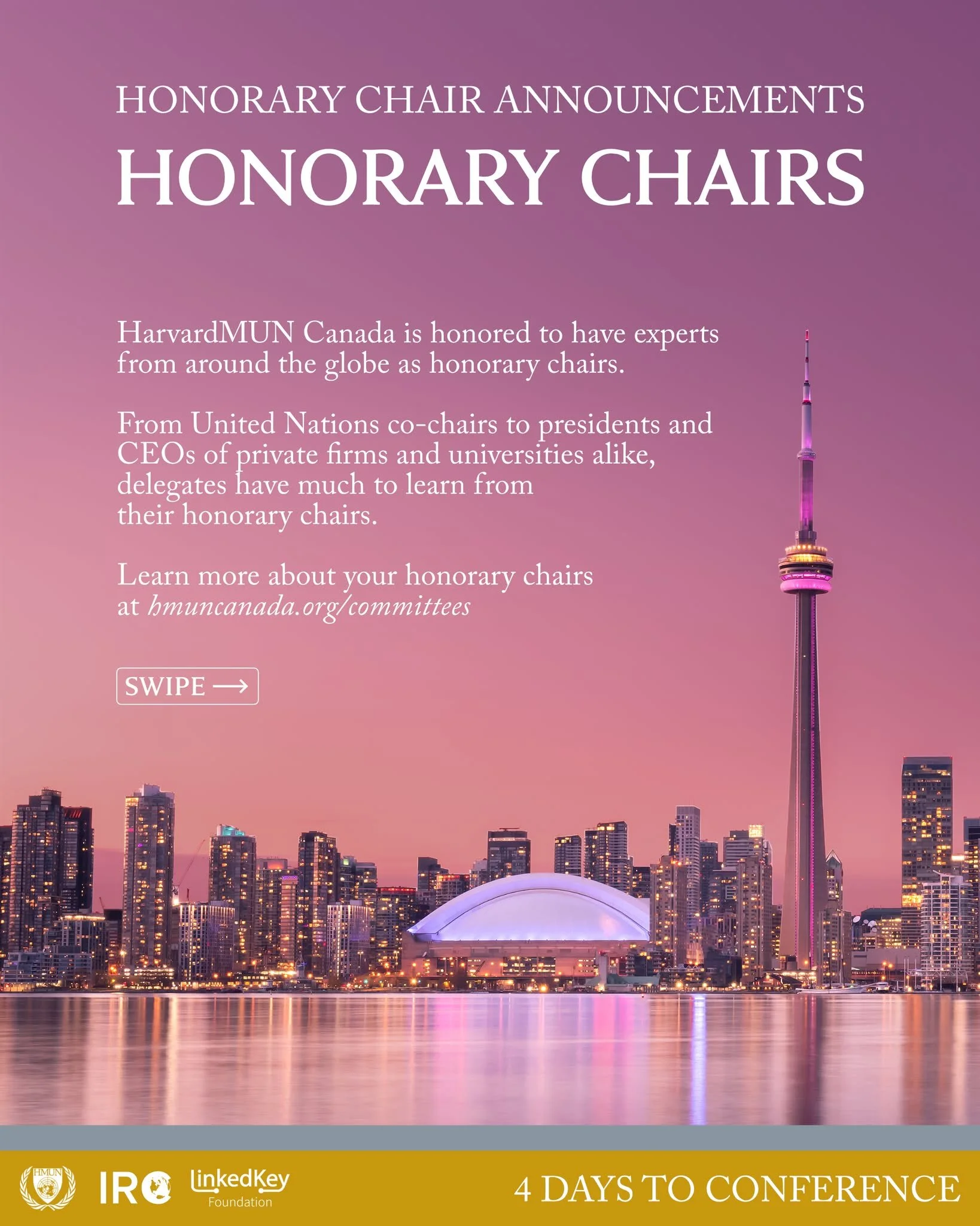 HarvardMUN Canada is honored to have distinguished experts from around the globe join us at the conference as honorary chairs.

From United Nations co-chairs to presidents and CEOs of private firms and public universities alike, delegates have much t