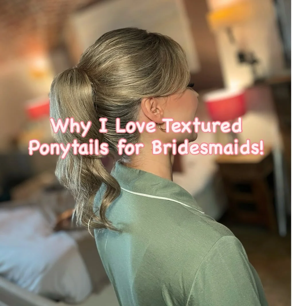 ✨ Bridesmaid hair dilemma solved! ✨
&bull;
If you&rsquo;re not sure what style to choose for your bridal party, a textured ponytail is one of the best options. 
 
Here&rsquo;s why:
✔️ Stays put all day &ndash; no curls dropping, no frizz panic
✔️ Wor