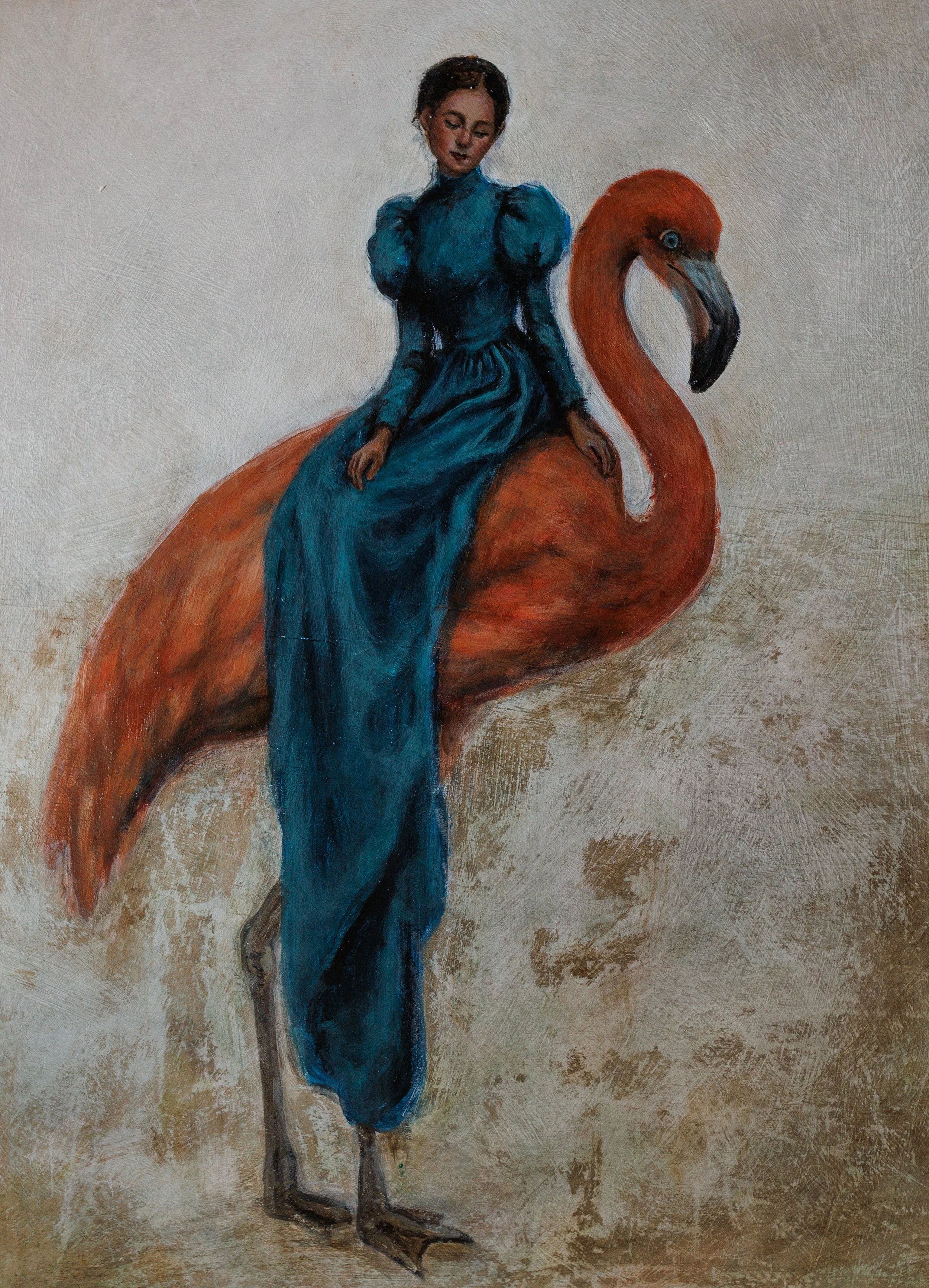 'Flamingo' original acrylic painting on board